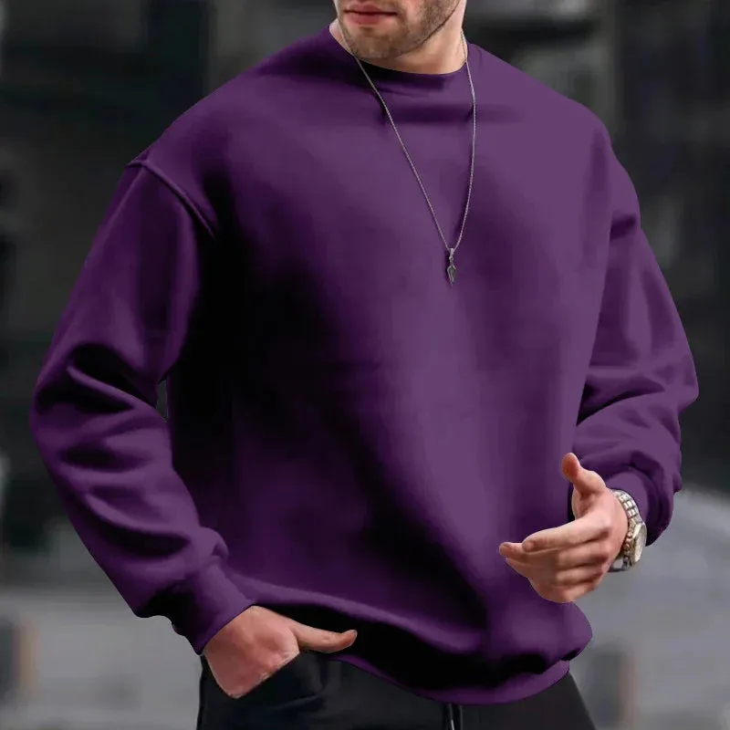 xiangtuibao Hip Hop Sweatshirts Men Oversize Loose Solid Color Long Sleeve Hoodie Mens Autumn Winter Casual O Neck Pullover Tops Streetwear