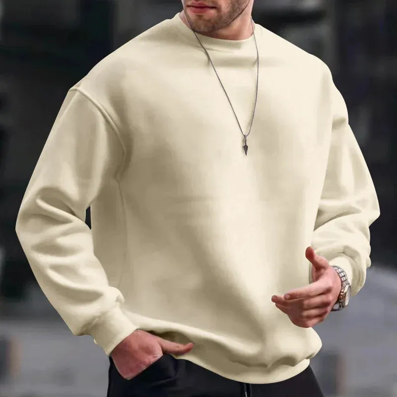 xiangtuibao Hip Hop Sweatshirts Men Oversize Loose Solid Color Long Sleeve Hoodie Mens Autumn Winter Casual O Neck Pullover Tops Streetwear