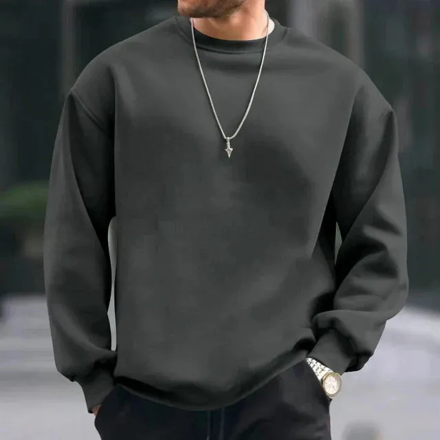 xiangtuibao Hip Hop Sweatshirts Men Oversize Loose Solid Color Long Sleeve Hoodie Mens Autumn Winter Casual O Neck Pullover Tops Streetwear