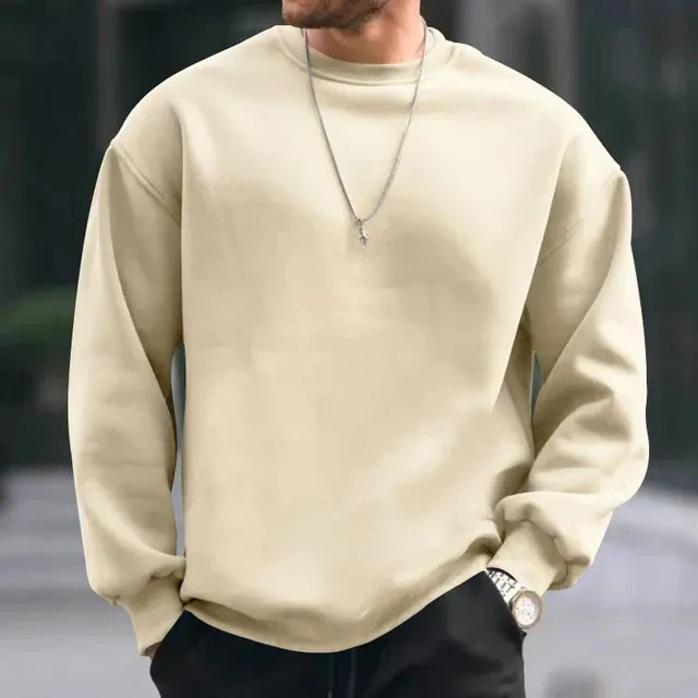 xiangtuibao Hip Hop Sweatshirts Men Oversize Loose Solid Color Long Sleeve Hoodie Mens Autumn Winter Casual O Neck Pullover Tops Streetwear