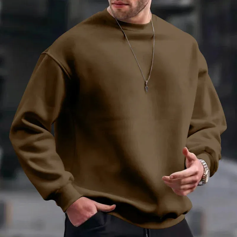xiangtuibao Hip Hop Sweatshirts Men Oversize Loose Solid Color Long Sleeve Hoodie Mens Autumn Winter Casual O Neck Pullover Tops Streetwear