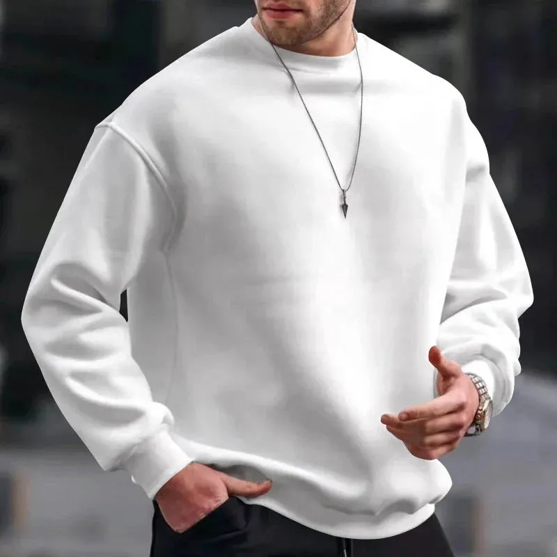 xiangtuibao Hip Hop Sweatshirts Men Oversize Loose Solid Color Long Sleeve Hoodie Mens Autumn Winter Casual O Neck Pullover Tops Streetwear