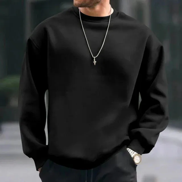 xiangtuibao Hip Hop Sweatshirts Men Oversize Loose Solid Color Long Sleeve Hoodie Mens Autumn Winter Casual O Neck Pullover Tops Streetwear