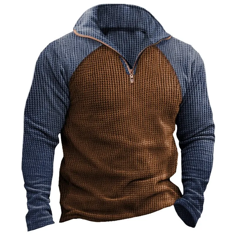 xiangtuibao Patchwork Fashion Mens Sweatshirt Casual Loose Long Sleeve Zip- Stand Collar Pullovers  Spring Leisure Men Hoodie Streetwear