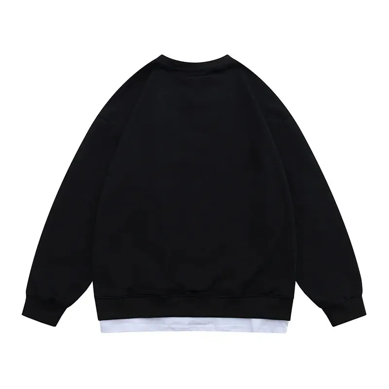 xiangtuibao Patchwork Sweatshirts Men Hip Hop Streetwear Casual Sweatshirt Pullover Male Tops Long Sleeve Black Oversize Japanese
