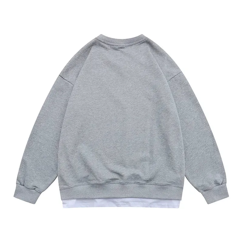 xiangtuibao Patchwork Sweatshirts Men Hip Hop Streetwear Casual Sweatshirt Pullover Male Tops Long Sleeve Black Oversize Japanese
