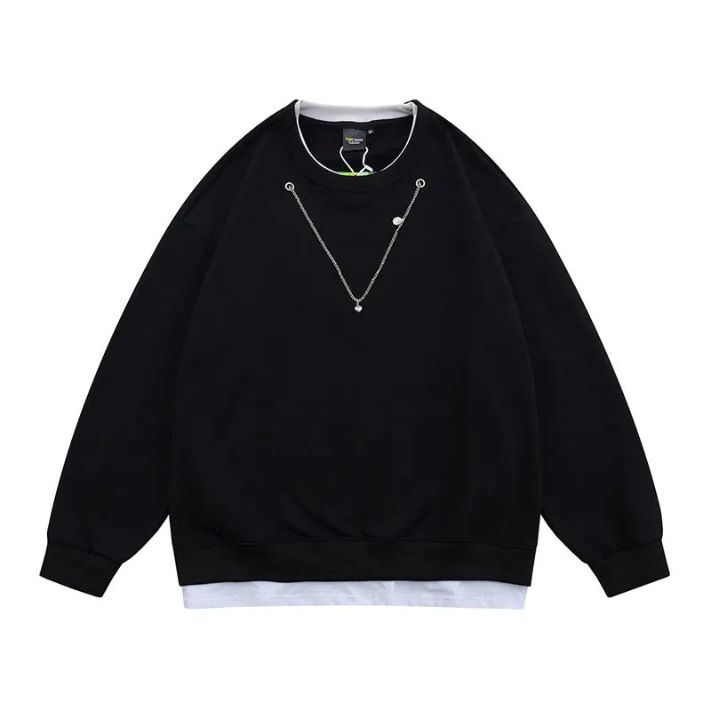 xiangtuibao Patchwork Sweatshirts Men Hip Hop Streetwear Casual Sweatshirt Pullover Male Tops Long Sleeve Black Oversize Japanese