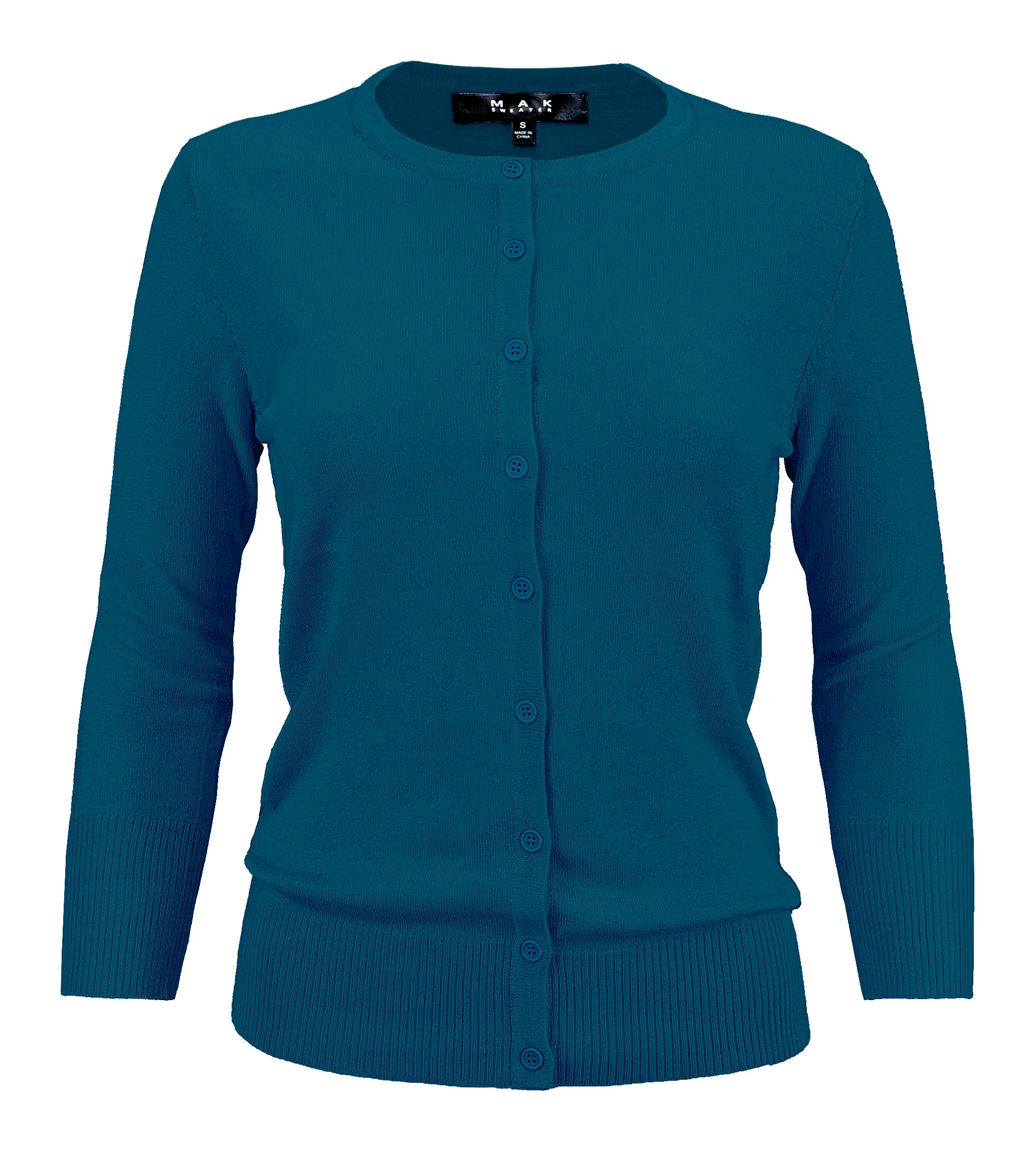 YEMAK Women's 3/4 Sleeve Crewneck Cardigan Sweater CO079PL PLUS size (1X-3X) Color (2 of 2)