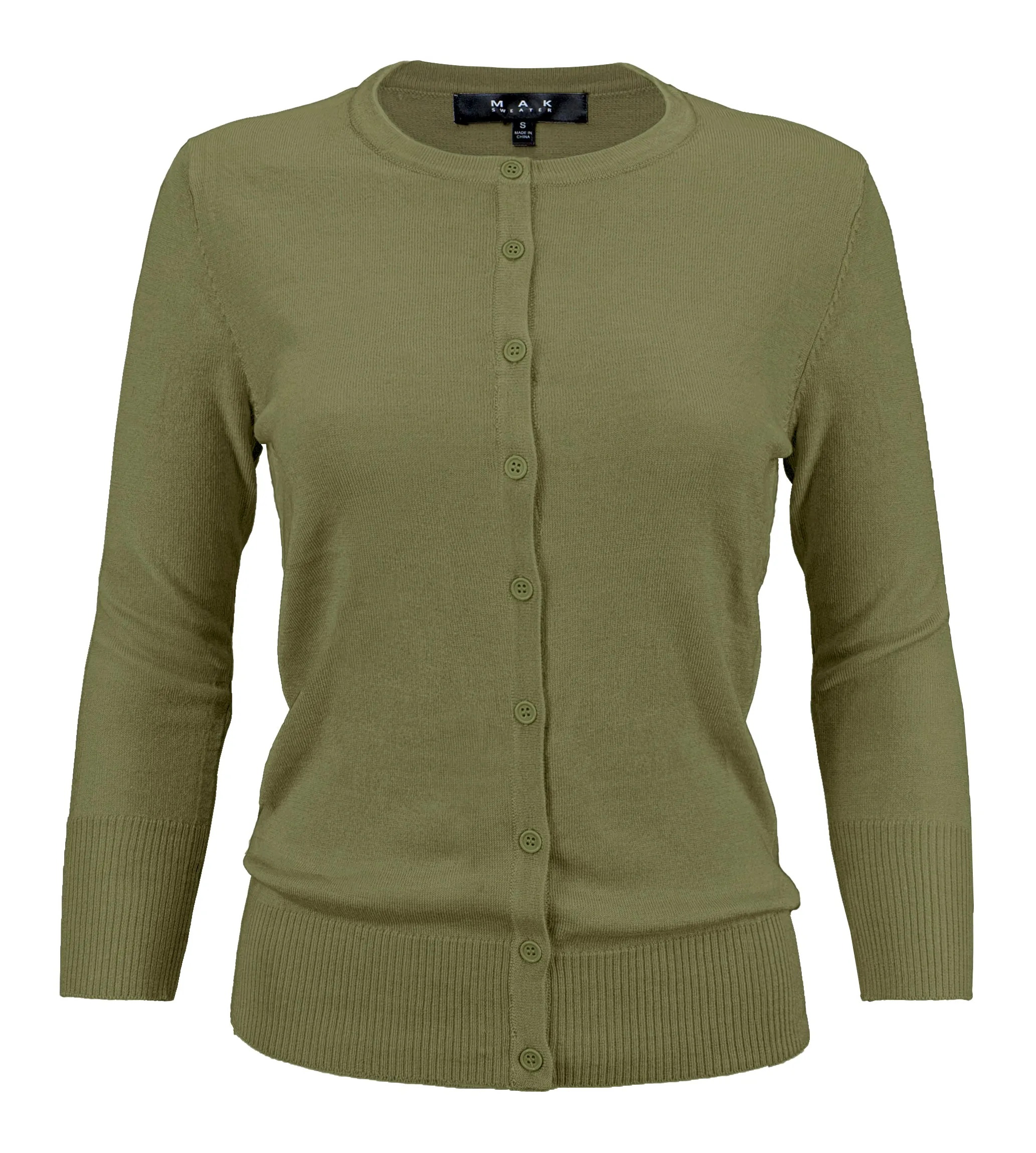 YEMAK Women's 3/4 Sleeve Crewneck Cardigan Sweater CO079PL PLUS size (1X-3X) Color (2 of 2)