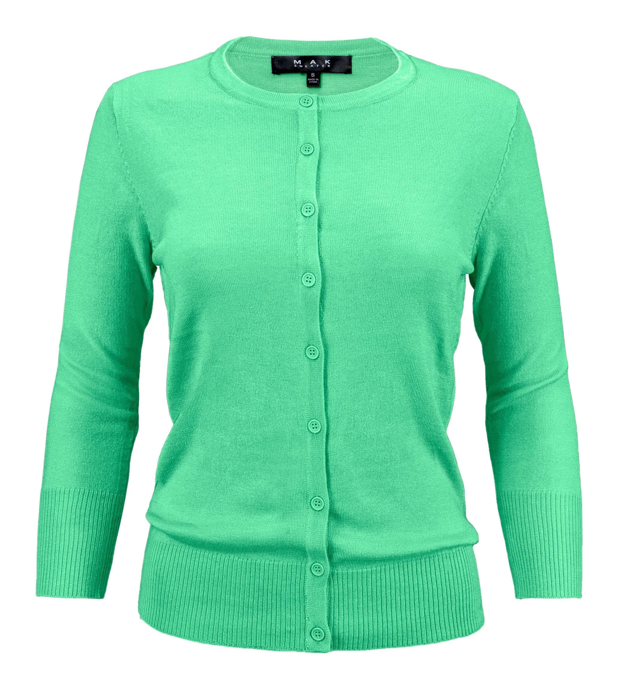 YEMAK Women's 3/4 Sleeve Crewneck Cardigan Sweater CO079PL PLUS size (1X-3X) Color (2 of 2)