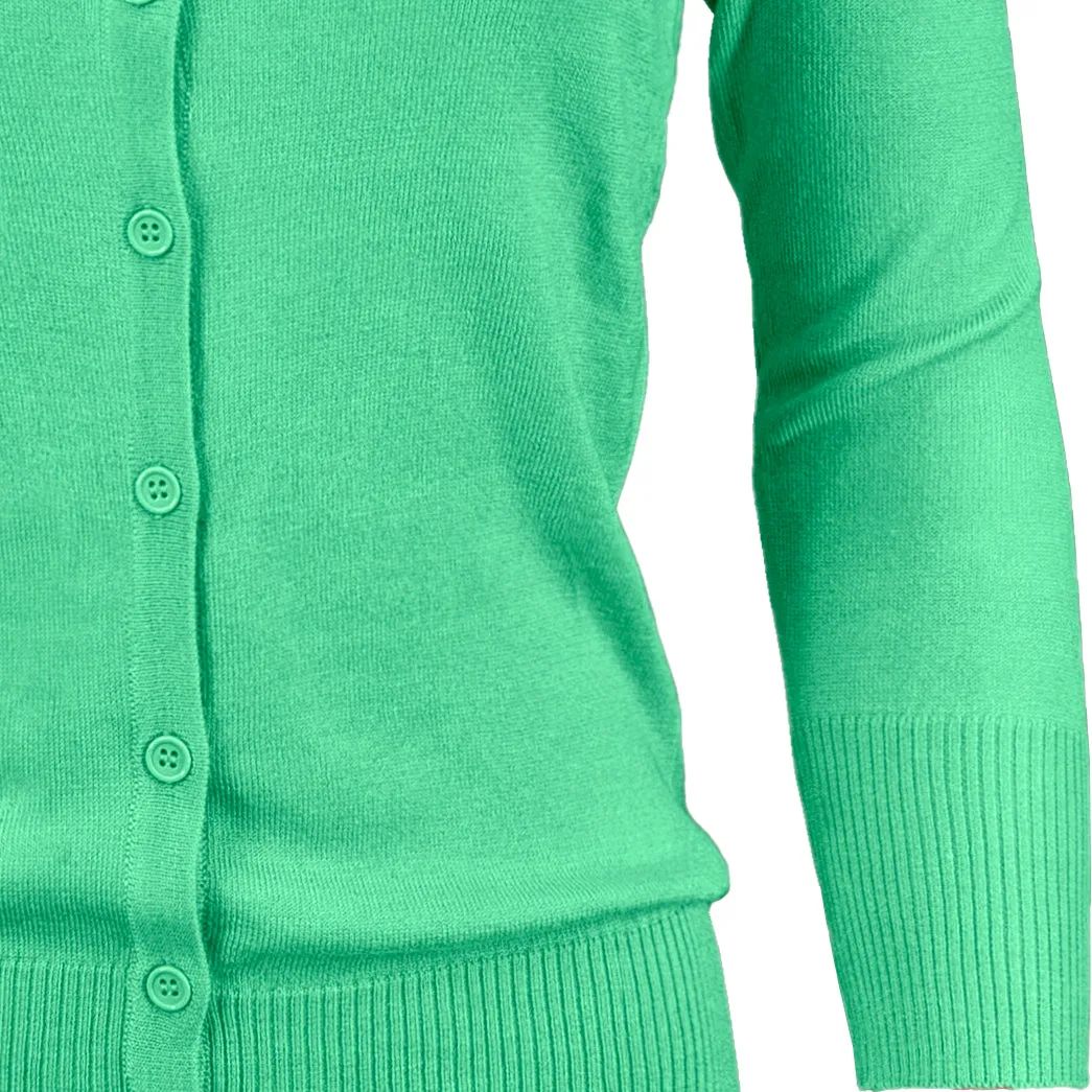 YEMAK Women's 3/4 Sleeve Crewneck Cardigan Sweater CO079PL PLUS size (1X-3X) Color (2 of 2)