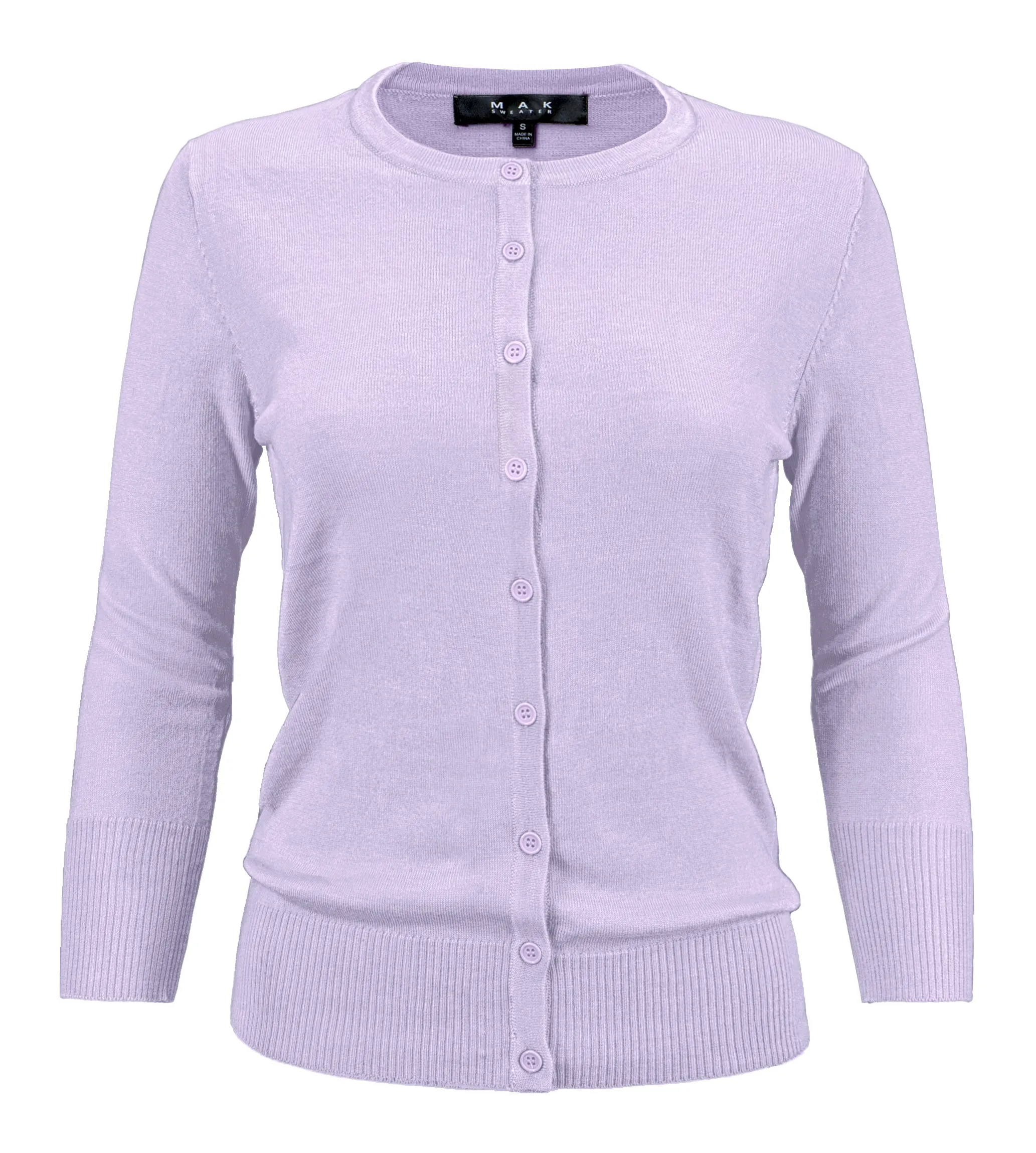 YEMAK Women's 3/4 Sleeve Crewneck Cardigan Sweater CO079PL PLUS size (1X-3X) Color (2 of 2)