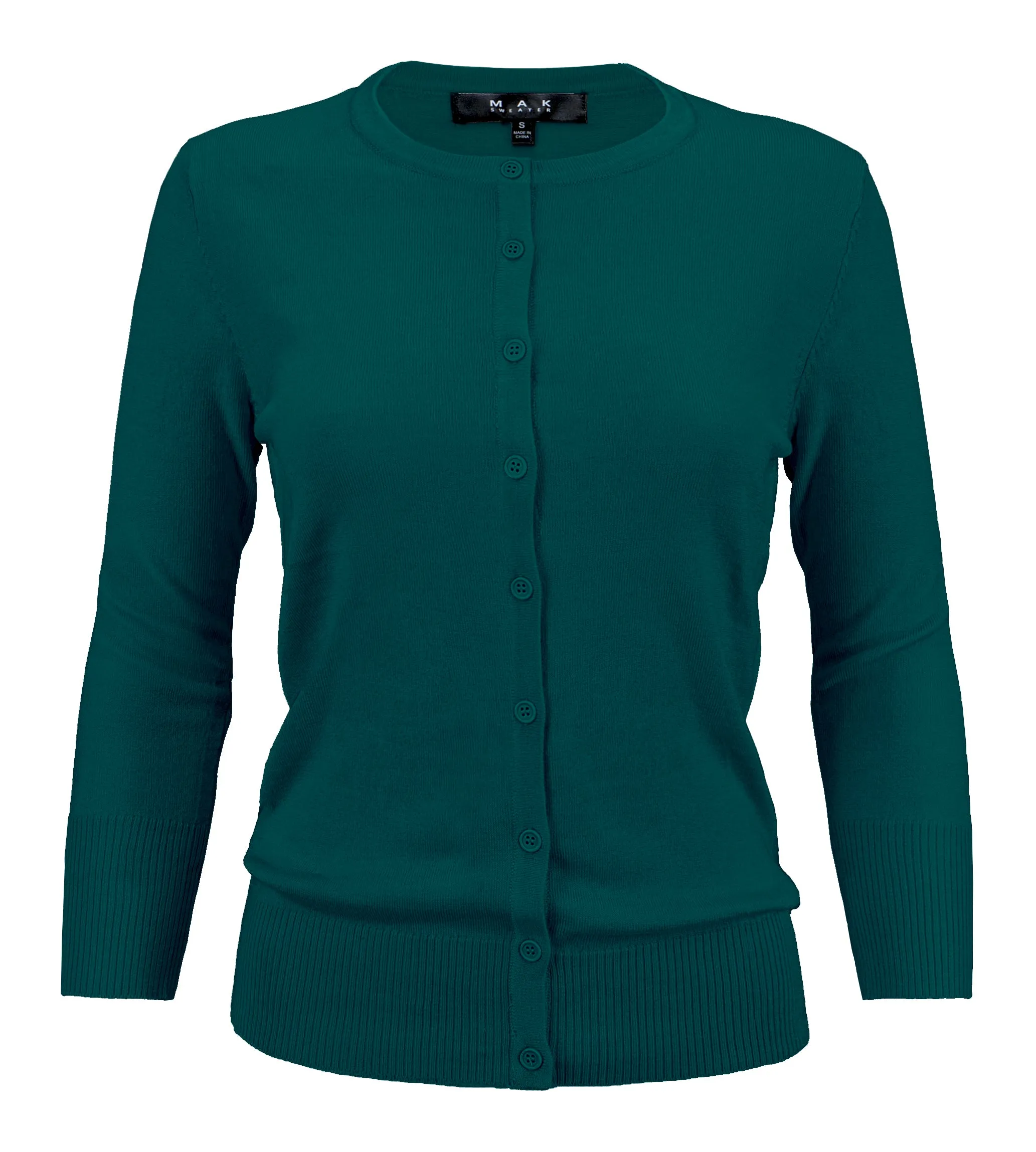YEMAK Women's 3/4 Sleeve Crewneck Cardigan Sweater CO079PL PLUS size (1X-3X) Color (2 of 2)