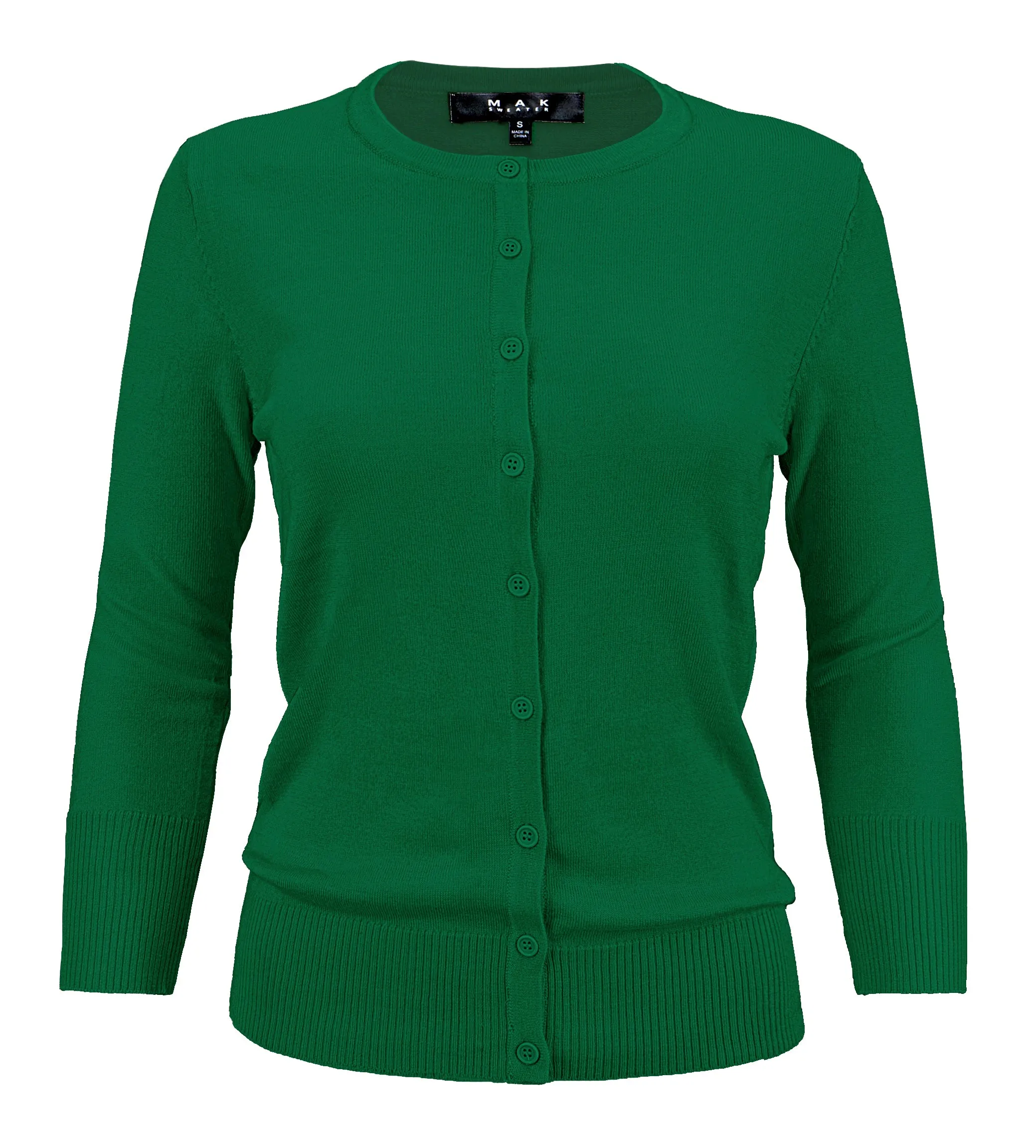 YEMAK Women's 3/4 Sleeve Crewneck Cardigan Sweater CO079PL PLUS size (1X-3X) Color (2 of 2)