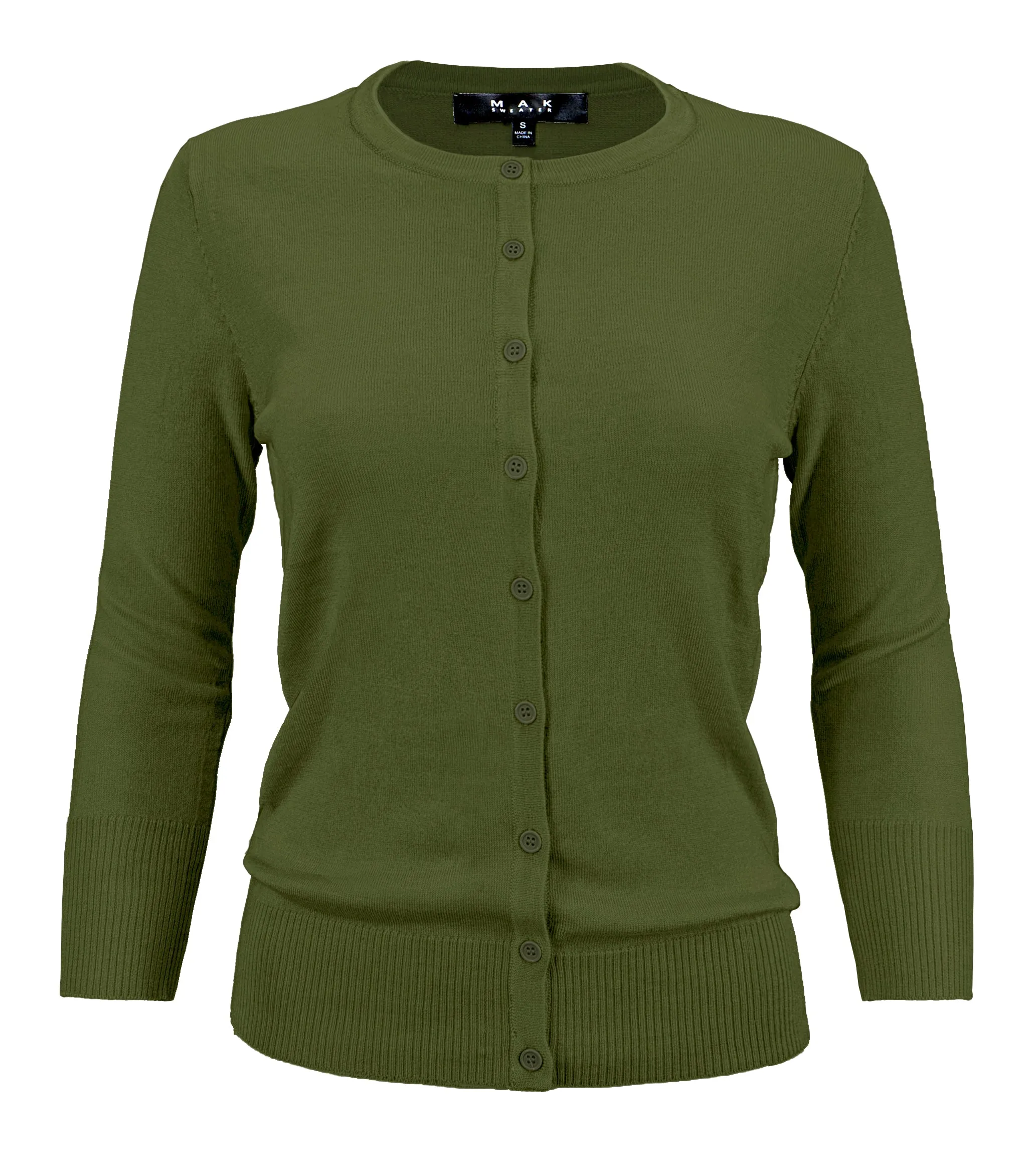 YEMAK Women's 3/4 Sleeve Crewneck Cardigan Sweater CO079PL PLUS size (1X-3X) Color (2 of 2)