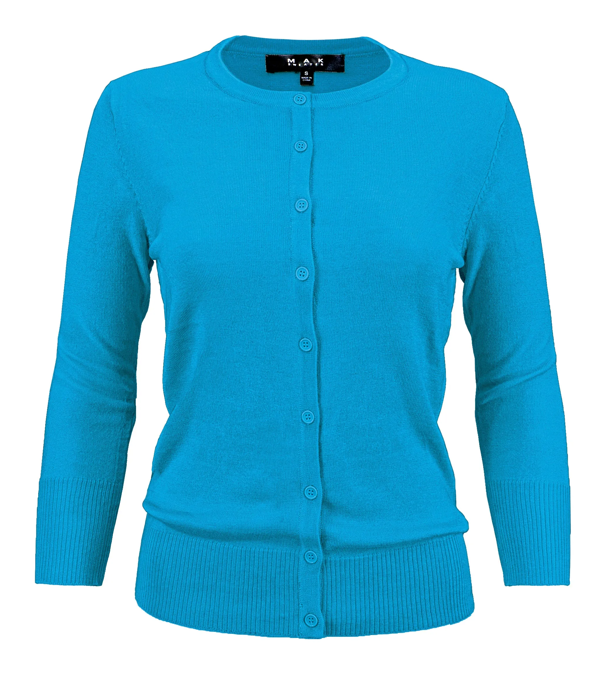 YEMAK Women's 3/4 Sleeve Crewneck Cardigan Sweater CO079PL PLUS size (1X-3X) Color (2 of 2)