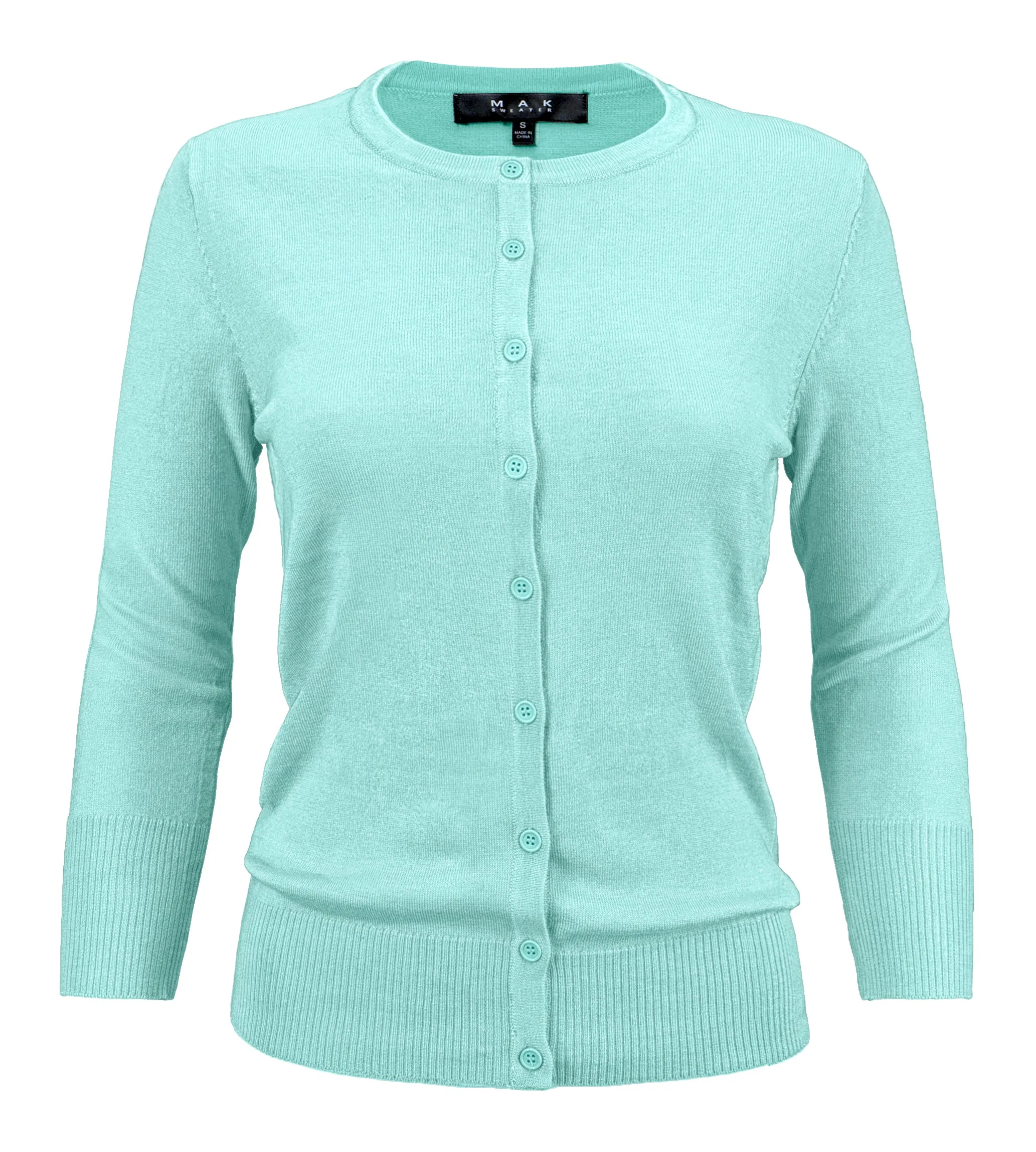 YEMAK Women's 3/4 Sleeve Crewneck Cardigan Sweater CO079PL PLUS size (1X-3X) Color (2 of 2)