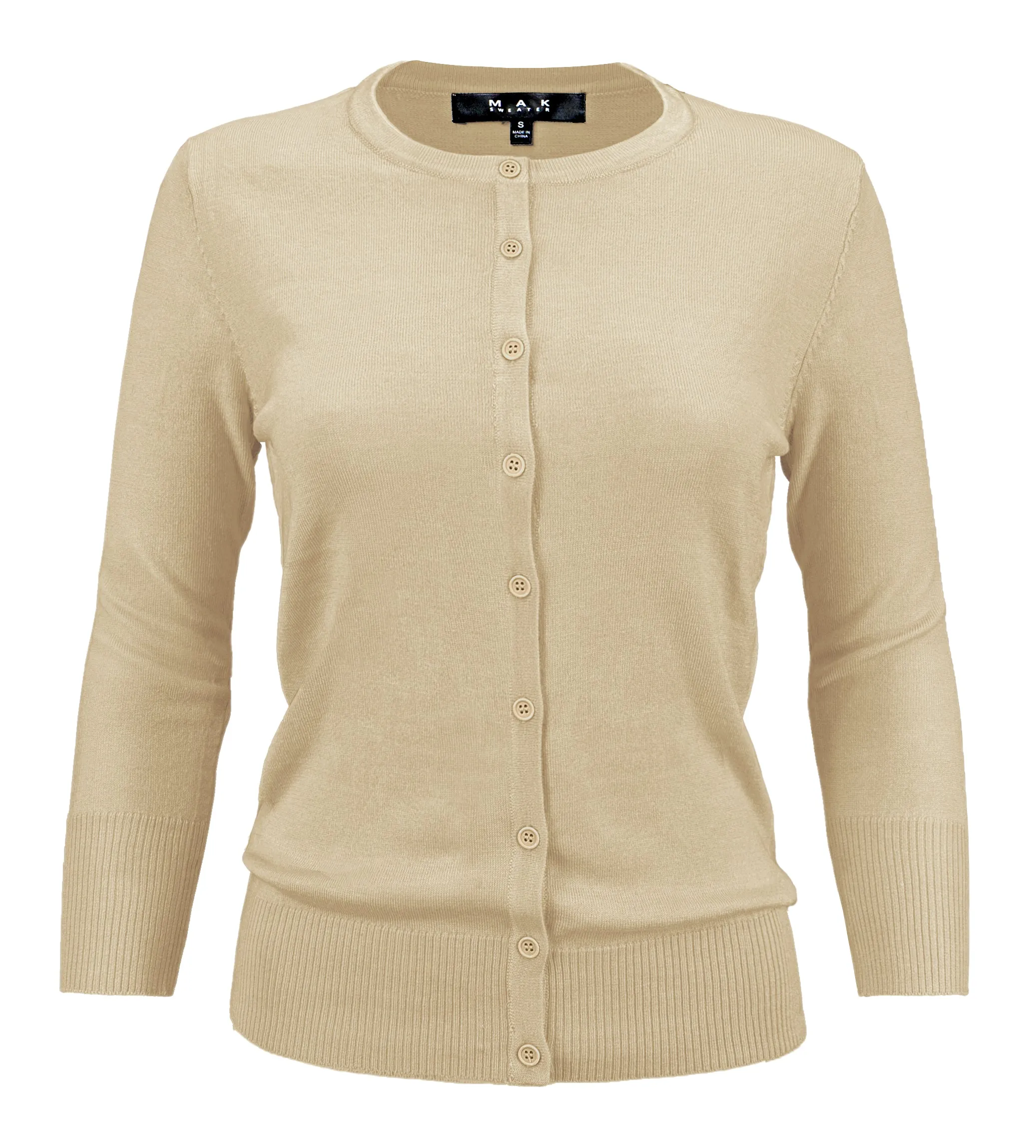 YEMAK Women's 3/4 Sleeve Crewneck Cardigan Sweater CO079PL PLUS size (1X-3X) Color (2 of 2)