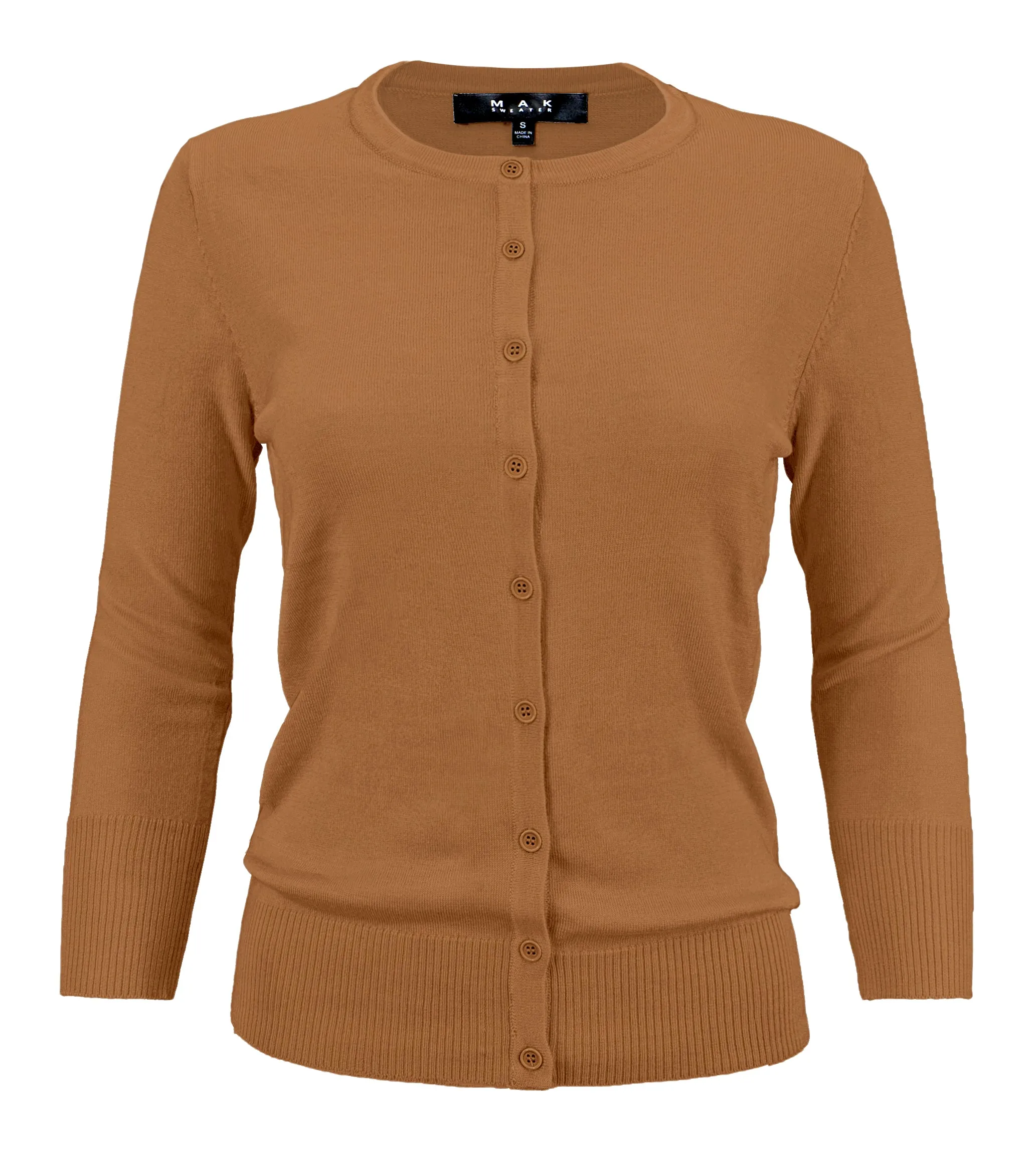 YEMAK Women's 3/4 Sleeve Crewneck Cardigan Sweater CO079PL PLUS size (1X-3X) Color (2 of 2)