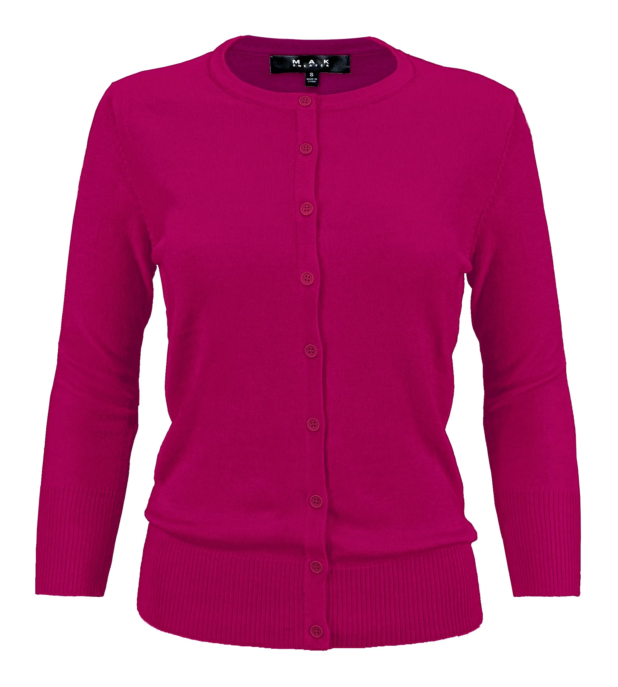 YEMAK Women's 3/4 Sleeve Crewneck Cardigan Sweater CO079PL PLUS size (1X-3X) Color (2 of 2)