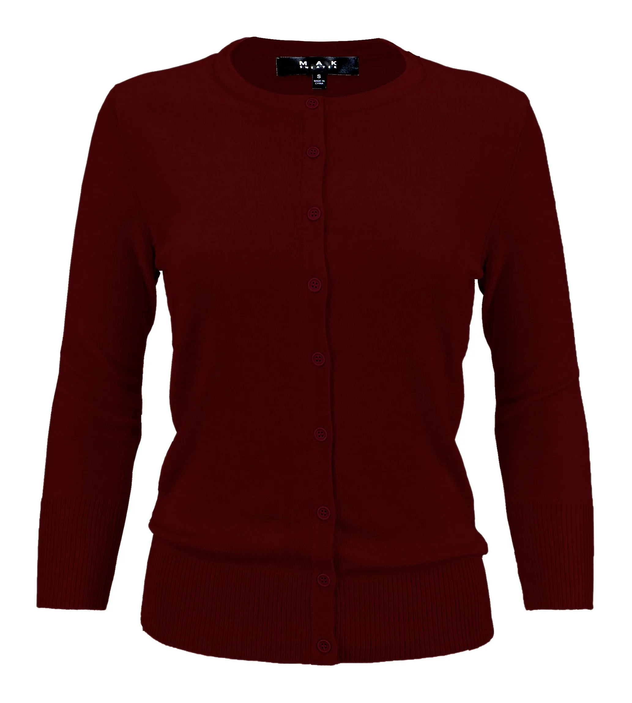 YEMAK Women's 3/4 Sleeve Crewneck Cardigan Sweater CO079PL PLUS size (1X-3X) Color (2 of 2)