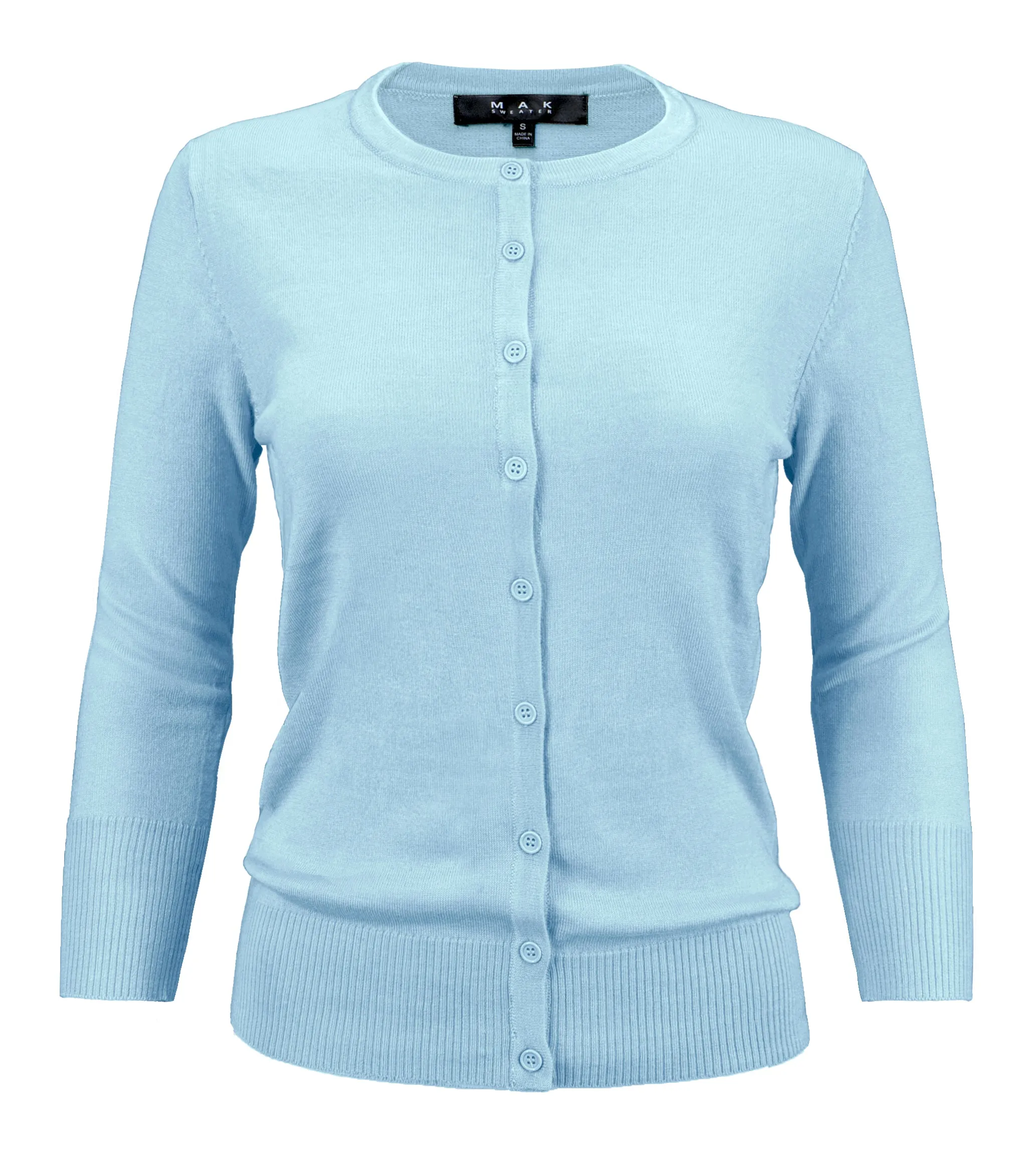 YEMAK Women's 3/4 Sleeve Crewneck Cardigan Sweater CO079PL PLUS size (1X-3X) Color (2 of 2)