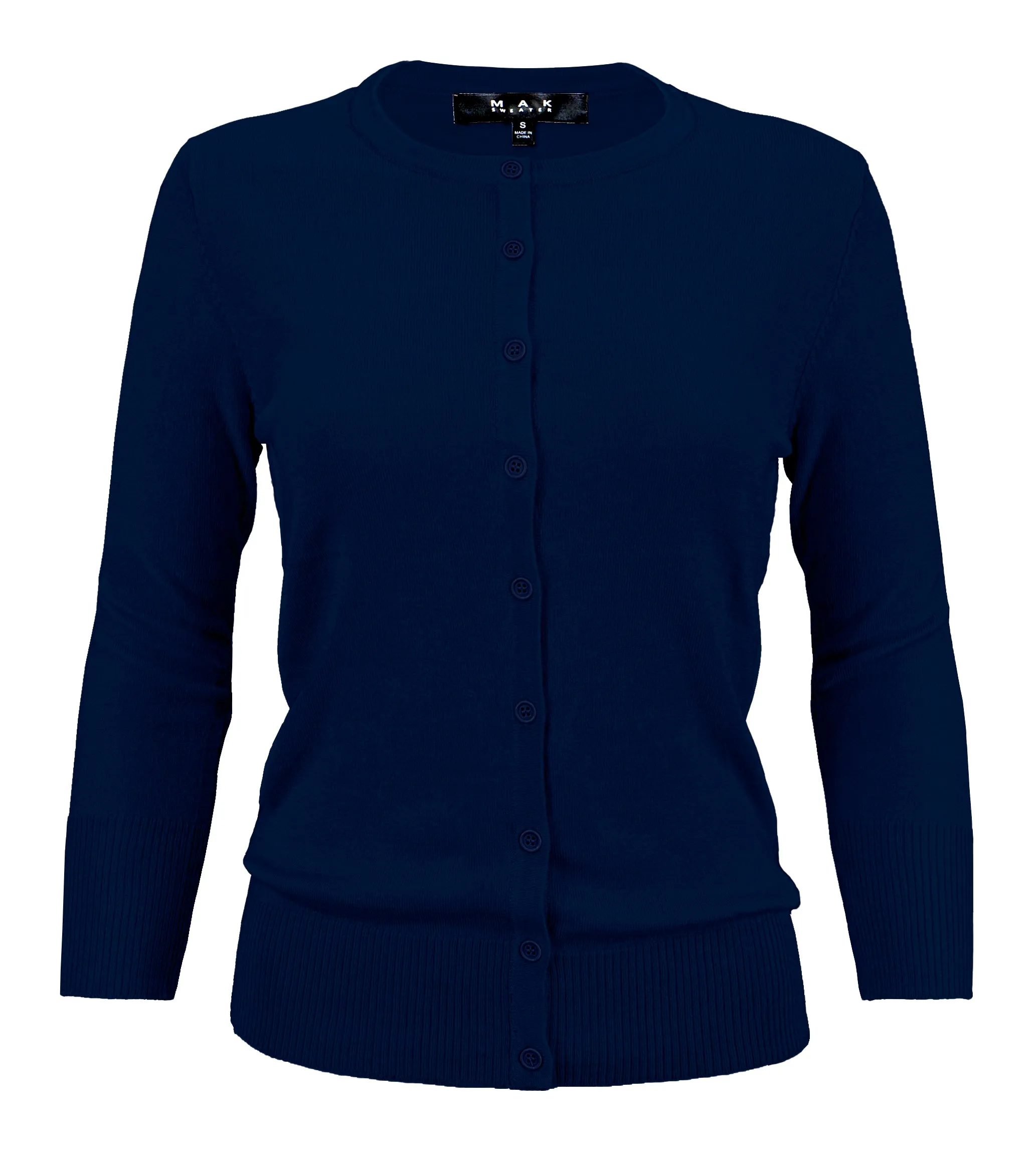 YEMAK Women's 3/4 Sleeve Crewneck Cardigan Sweater CO079PL PLUS size (1X-3X) Color (2 of 2)