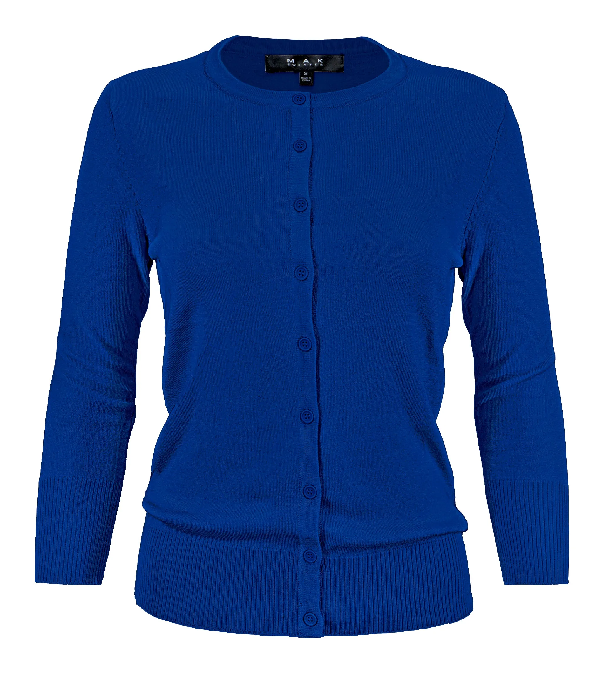 YEMAK Women's 3/4 Sleeve Crewneck Cardigan Sweater CO079PL PLUS size (1X-3X) Color (2 of 2)