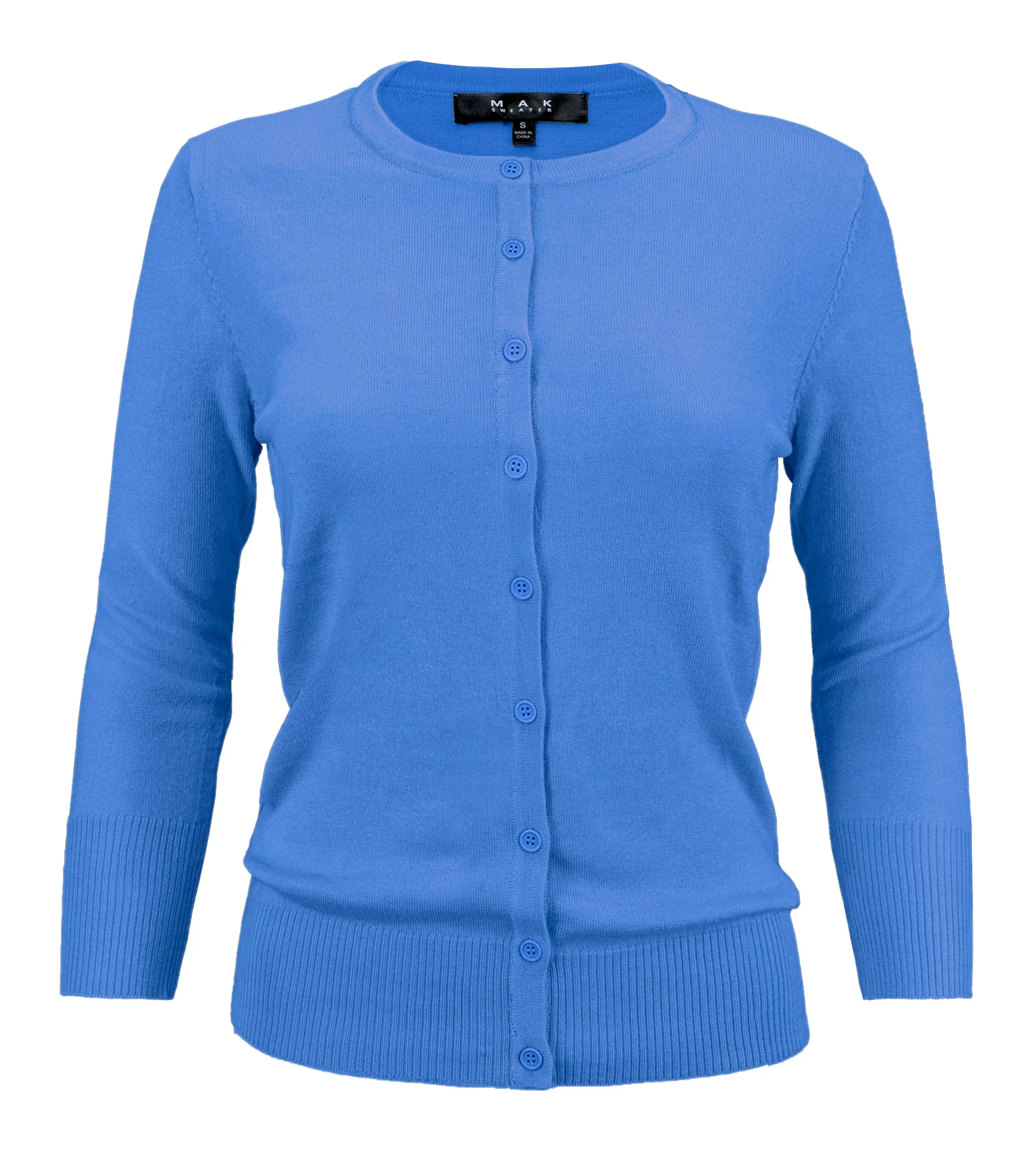 YEMAK Women's 3/4 Sleeve Crewneck Cardigan Sweater CO079PL PLUS size (1X-3X) Color (2 of 2)