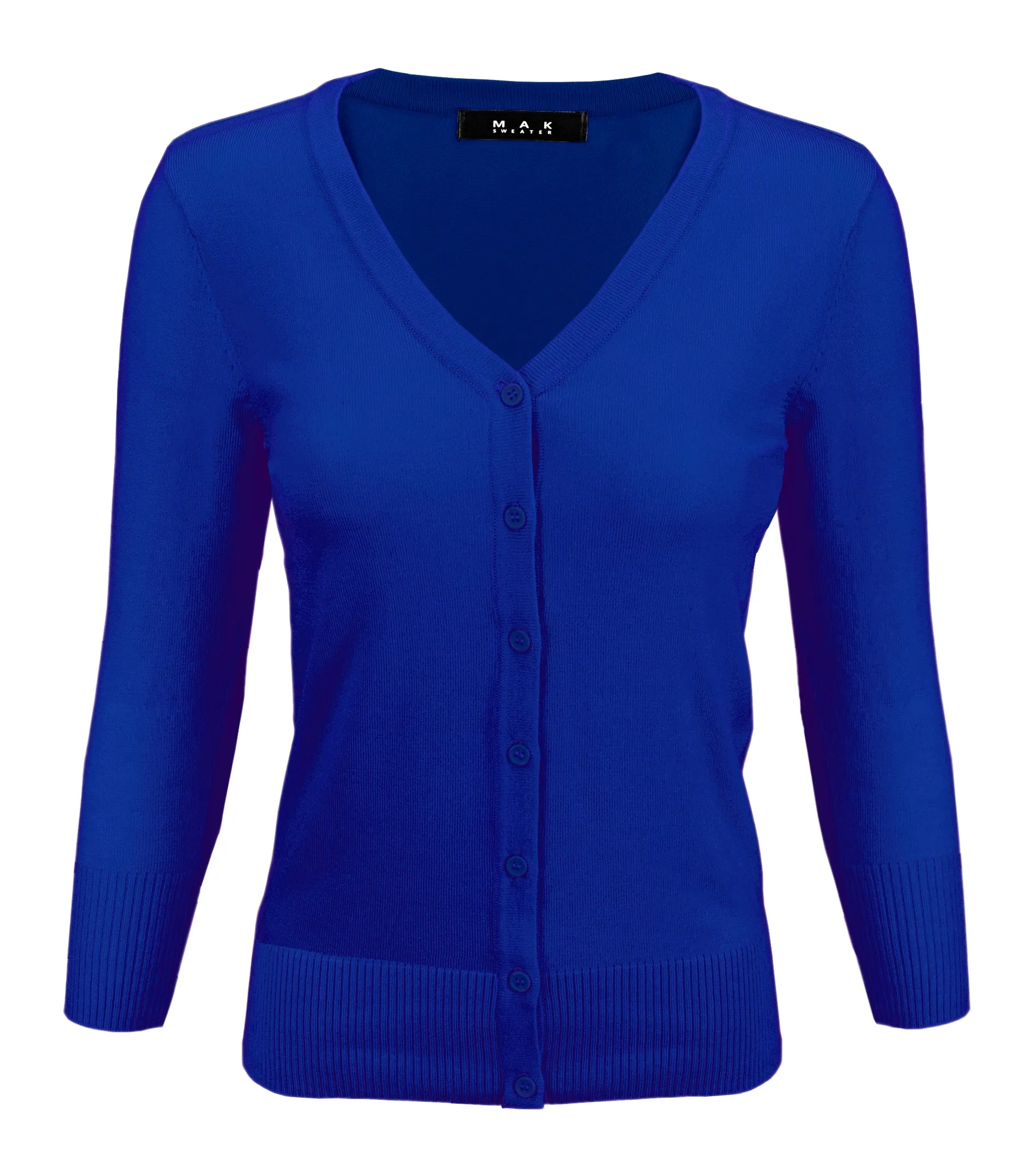 YEMAK Women's 3/4 Sleeve V-Neck Cardigan Sweater CO078PL (1X-3X) PLUS size Option (2 of 2)