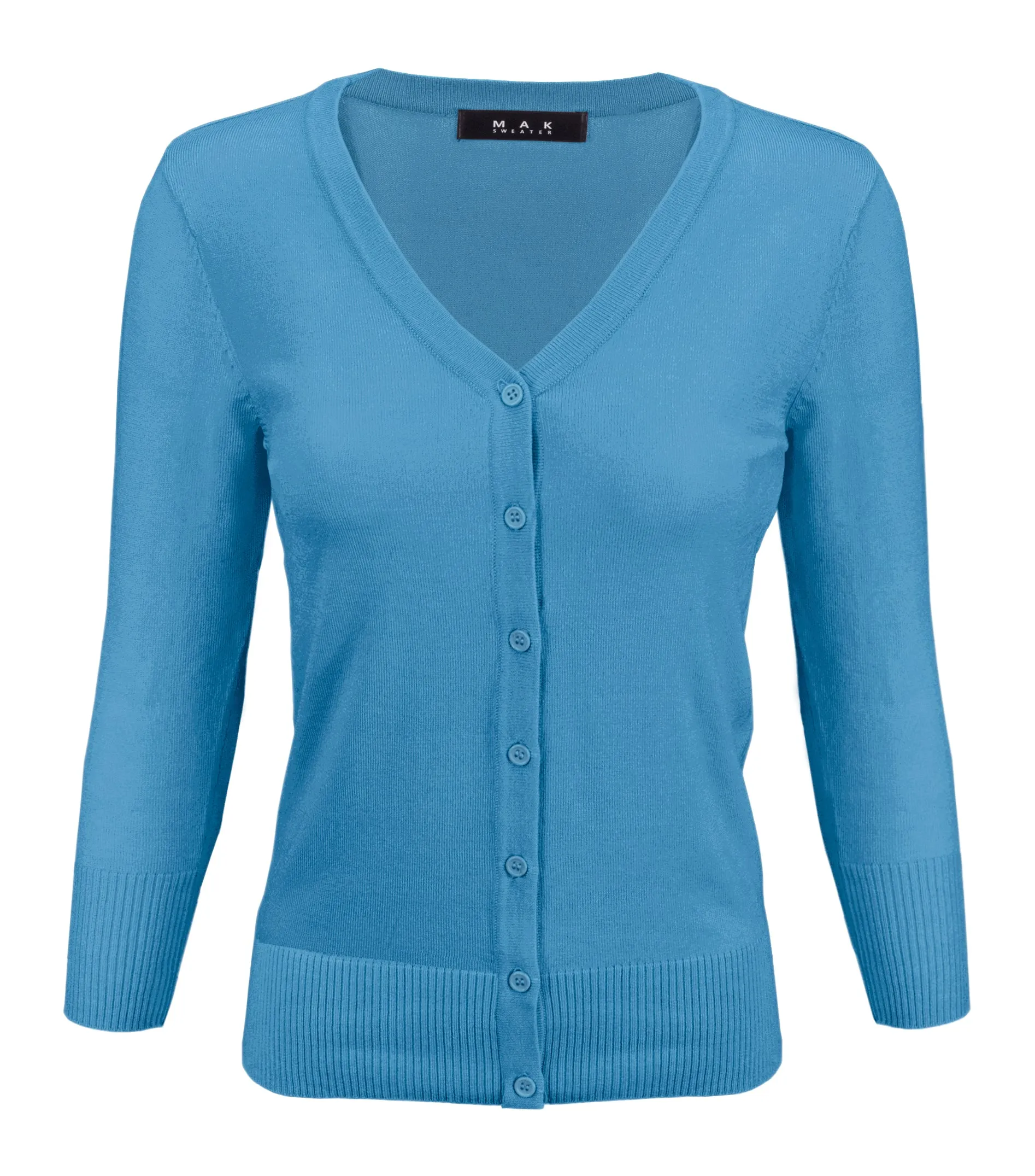 YEMAK Women's 3/4 Sleeve V-Neck Cardigan Sweater CO078PL (1X-3X) PLUS size Option (2 of 2)