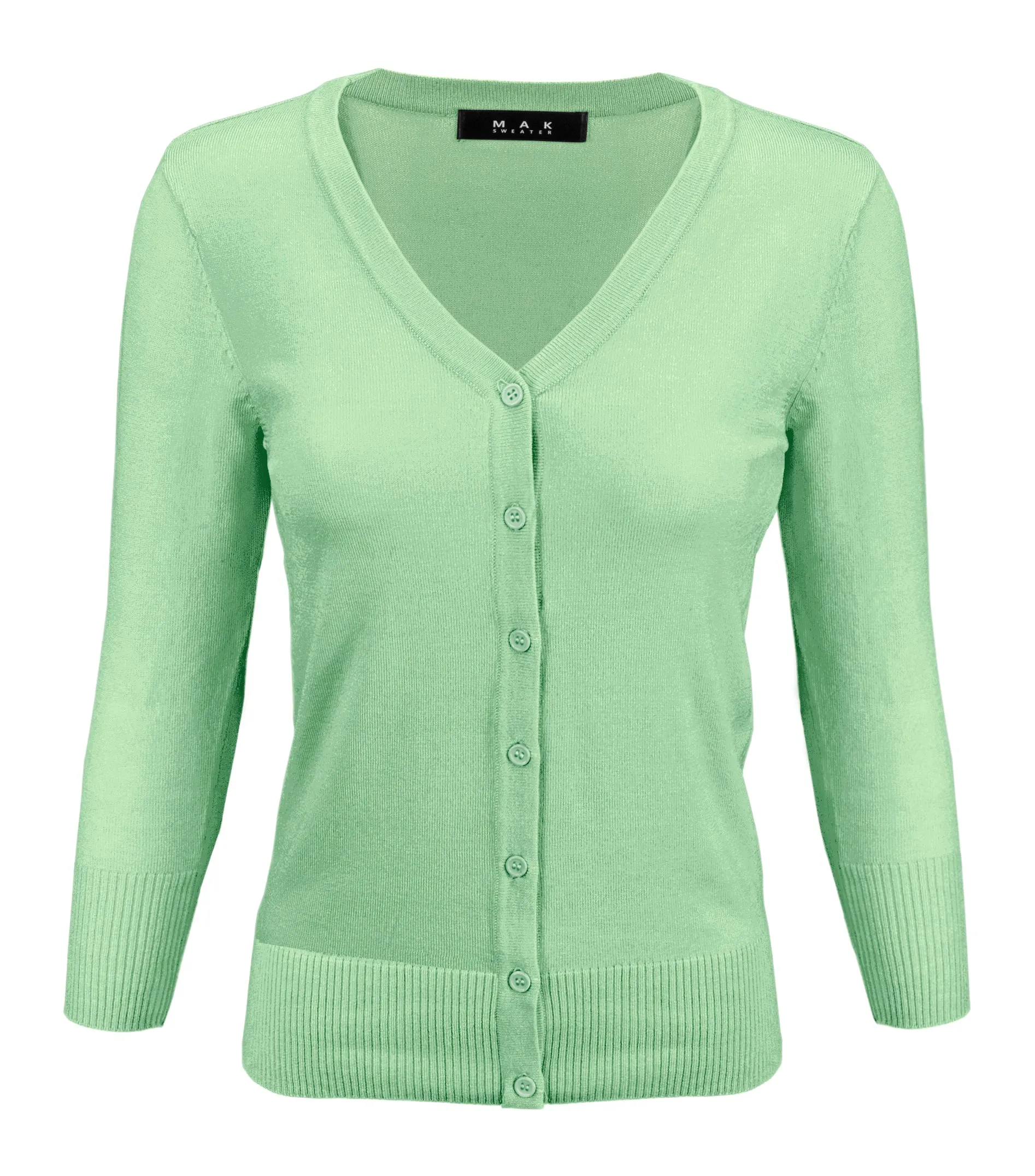 YEMAK Women's 3/4 Sleeve V-Neck Cardigan Sweater CO078PL (1X-3X) PLUS size Option (2 of 2)