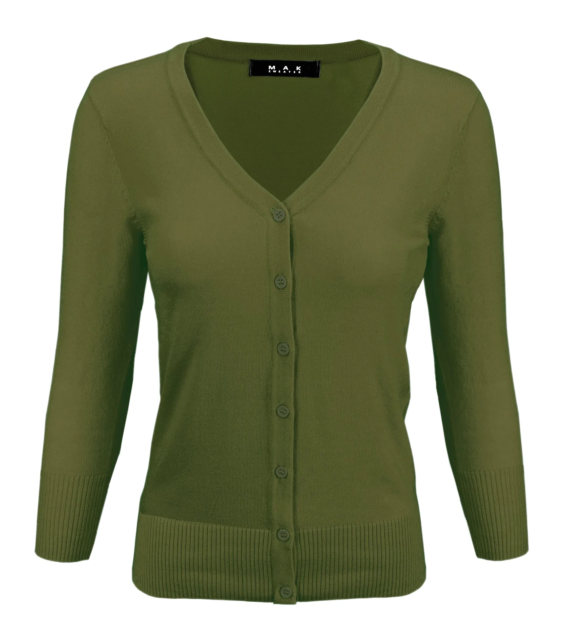 YEMAK Women's 3/4 Sleeve V-Neck Cardigan Sweater CO078PL (1X-3X) PLUS size Option (2 of 2)