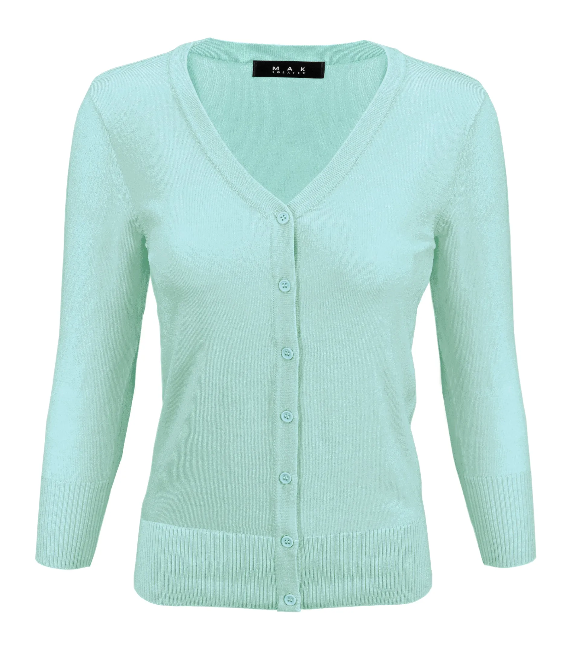 YEMAK Women's 3/4 Sleeve V-Neck Cardigan Sweater CO078PL (1X-3X) PLUS size Option (2 of 2)