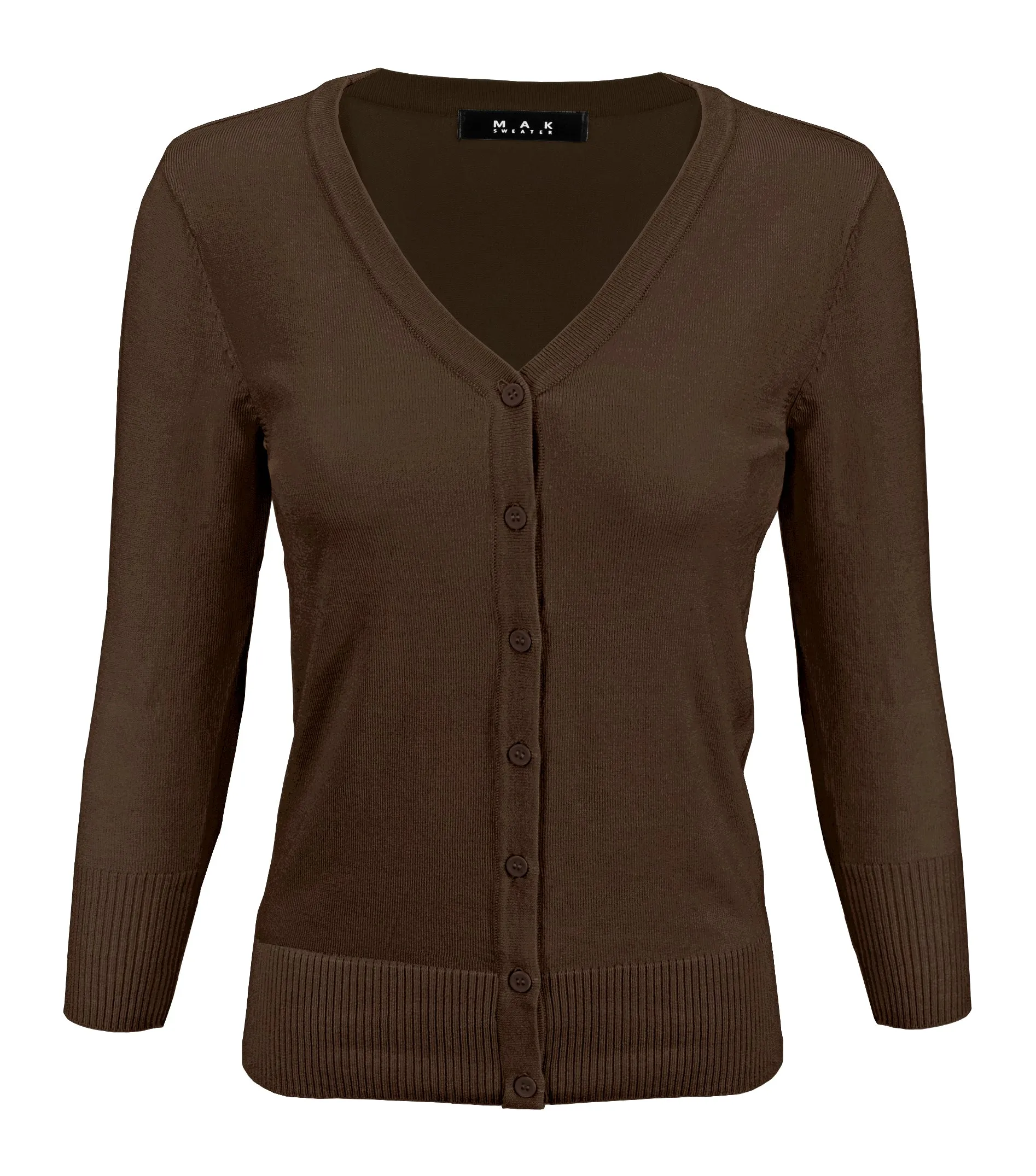 YEMAK Women's 3/4 Sleeve V-Neck Cardigan Sweater CO078PL (1X-3X) PLUS size Option (2 of 2)