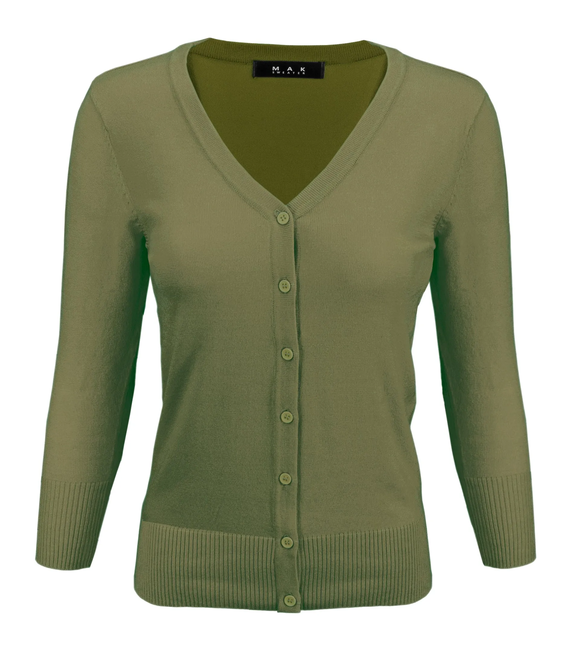 YEMAK Women's 3/4 Sleeve V-Neck Cardigan Sweater CO078PL (1X-3X) PLUS size Option (2 of 2)