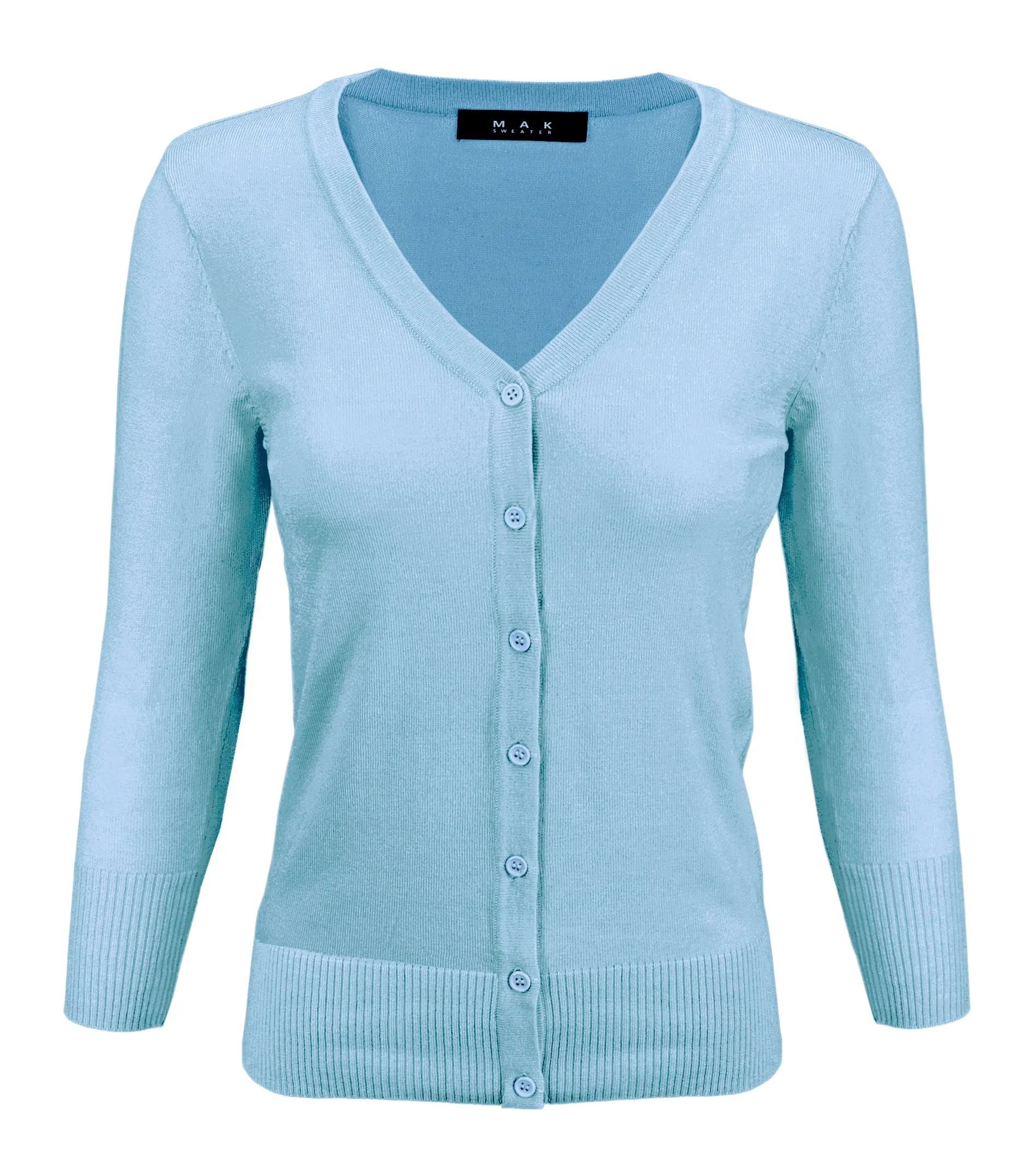YEMAK Women's 3/4 Sleeve V-Neck Cardigan Sweater CO078PL (1X-3X) PLUS size Option (2 of 2)