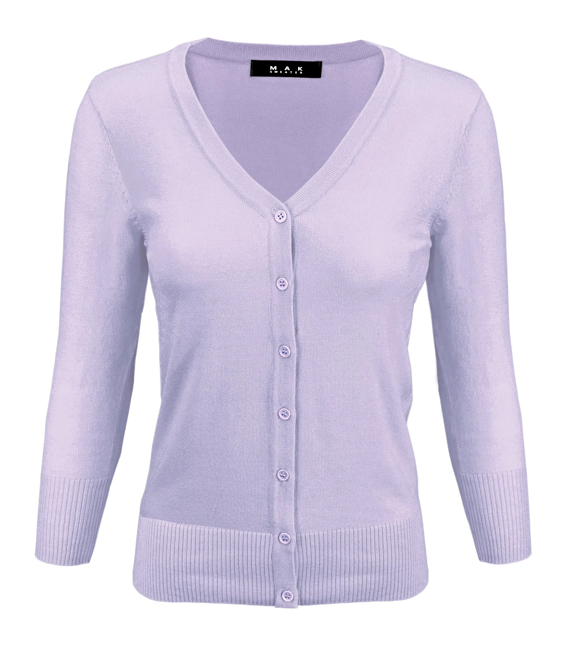 YEMAK Women's 3/4 Sleeve V-Neck Cardigan Sweater CO078PL (1X-3X) PLUS size Option (2 of 2)