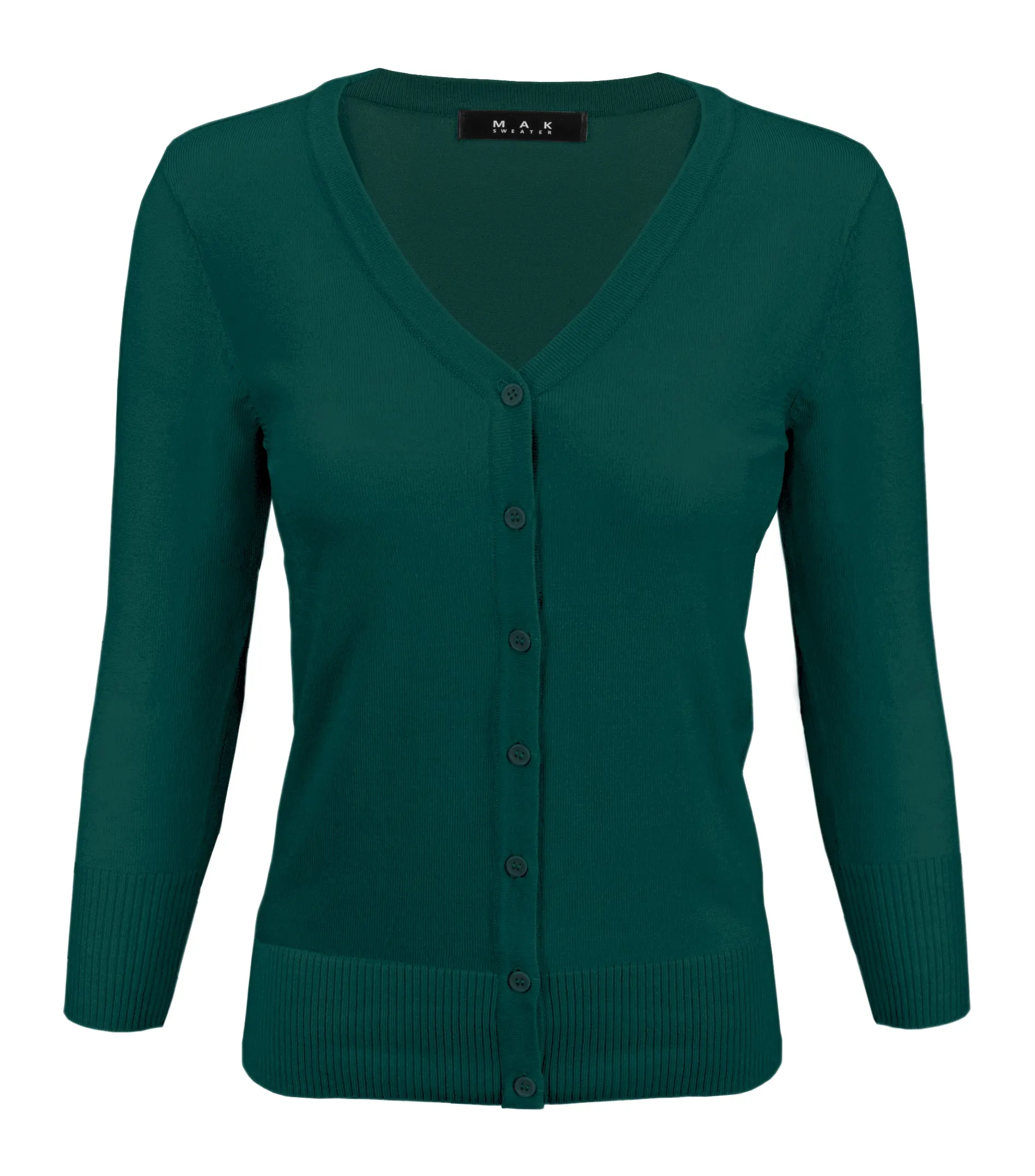 YEMAK Women's 3/4 Sleeve V-Neck Cardigan Sweater CO078PL (1X-3X) PLUS size Option (2 of 2)