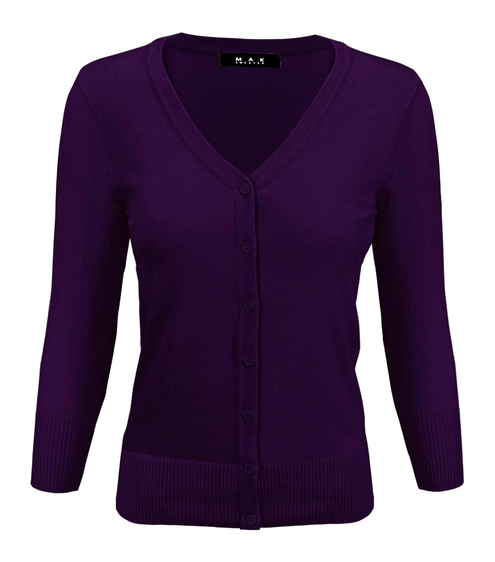 YEMAK Women's 3/4 Sleeve V-Neck Cardigan Sweater CO078PL (1X-3X) PLUS size Option (2 of 2)