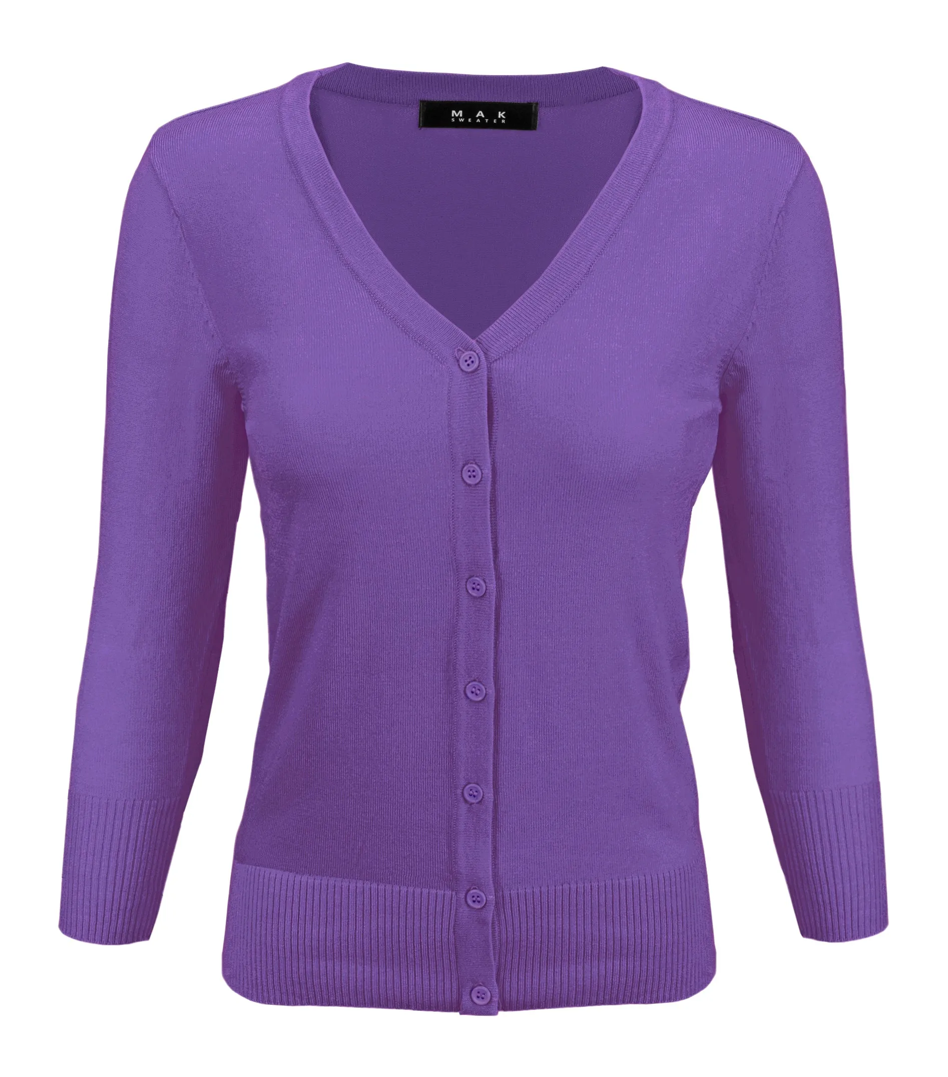YEMAK Women's 3/4 Sleeve V-Neck Cardigan Sweater CO078PL (1X-3X) PLUS size Option (2 of 2)