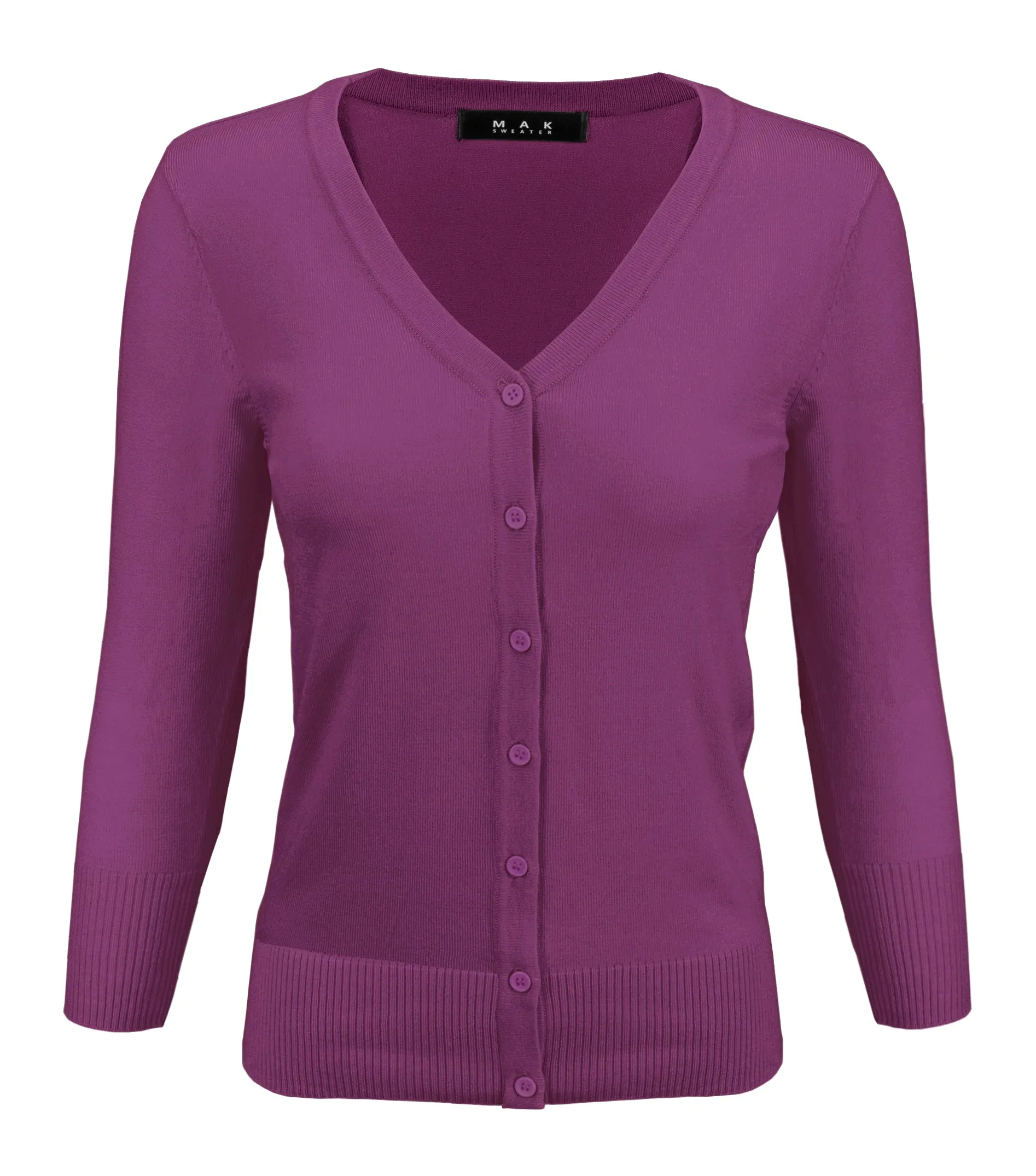 YEMAK Women's 3/4 Sleeve V-Neck Cardigan Sweater CO078PL (1X-3X) PLUS size Option (2 of 2)