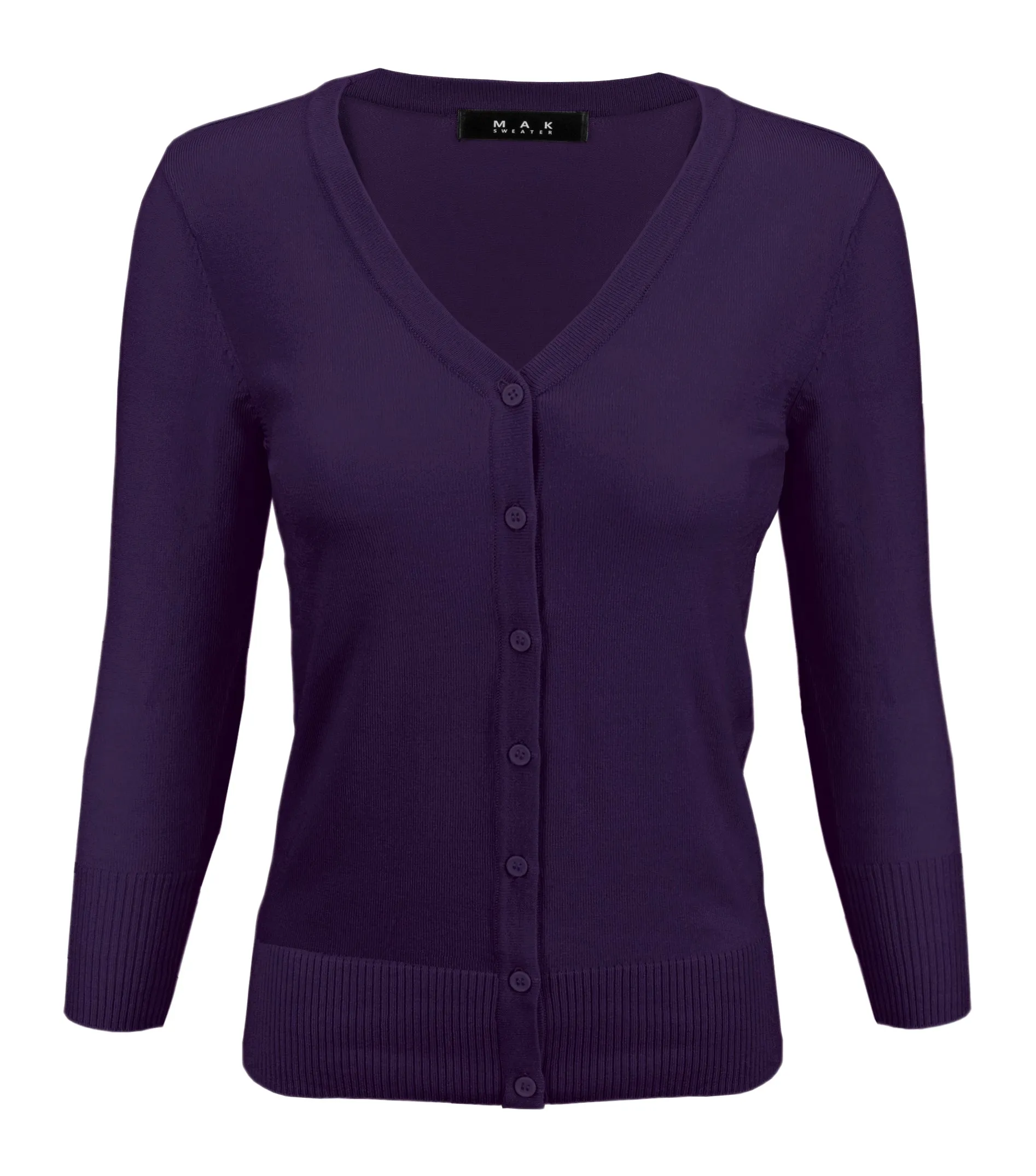 YEMAK Women's 3/4 Sleeve V-Neck Cardigan Sweater CO078PL (1X-3X) PLUS size Option (2 of 2)