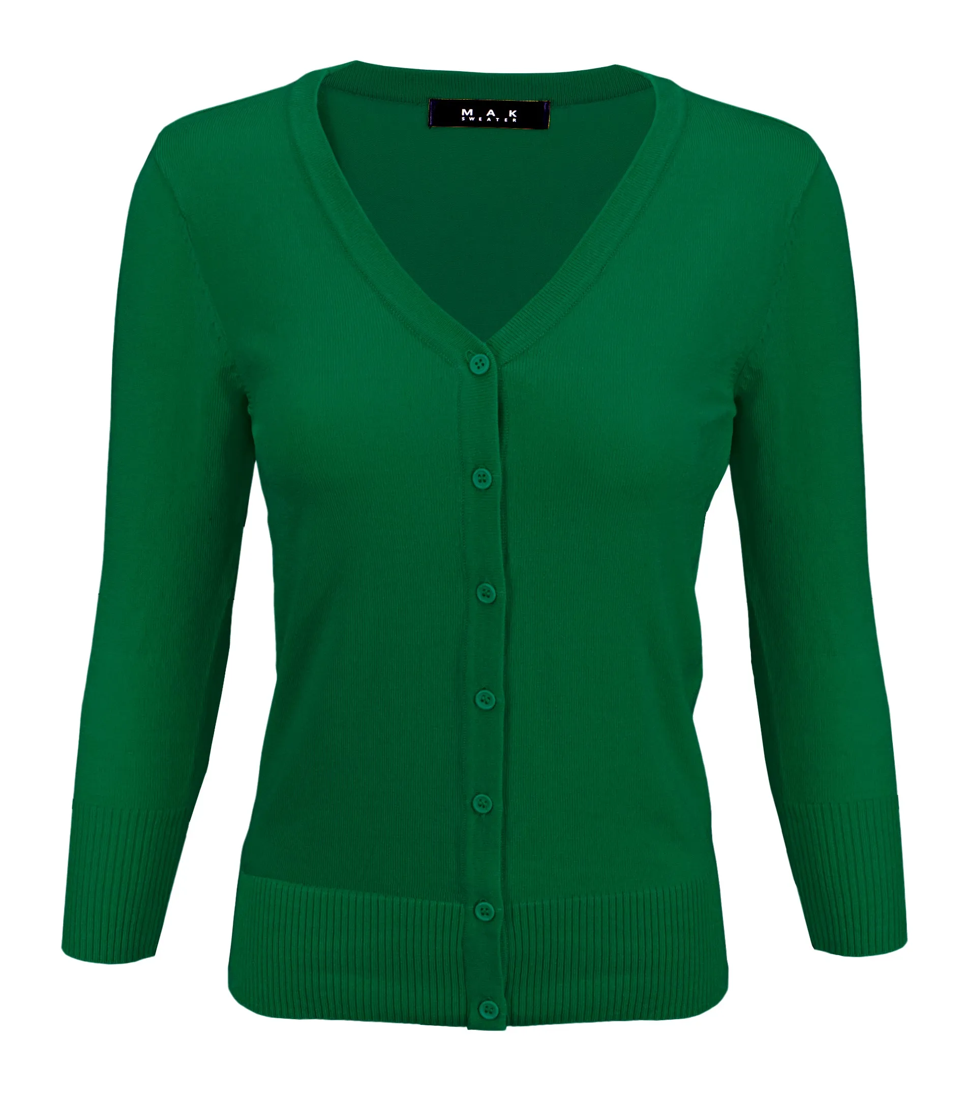 YEMAK Women's 3/4 Sleeve V-Neck Cardigan Sweater CO078PL (1X-3X) PLUS size Option (2 of 2)
