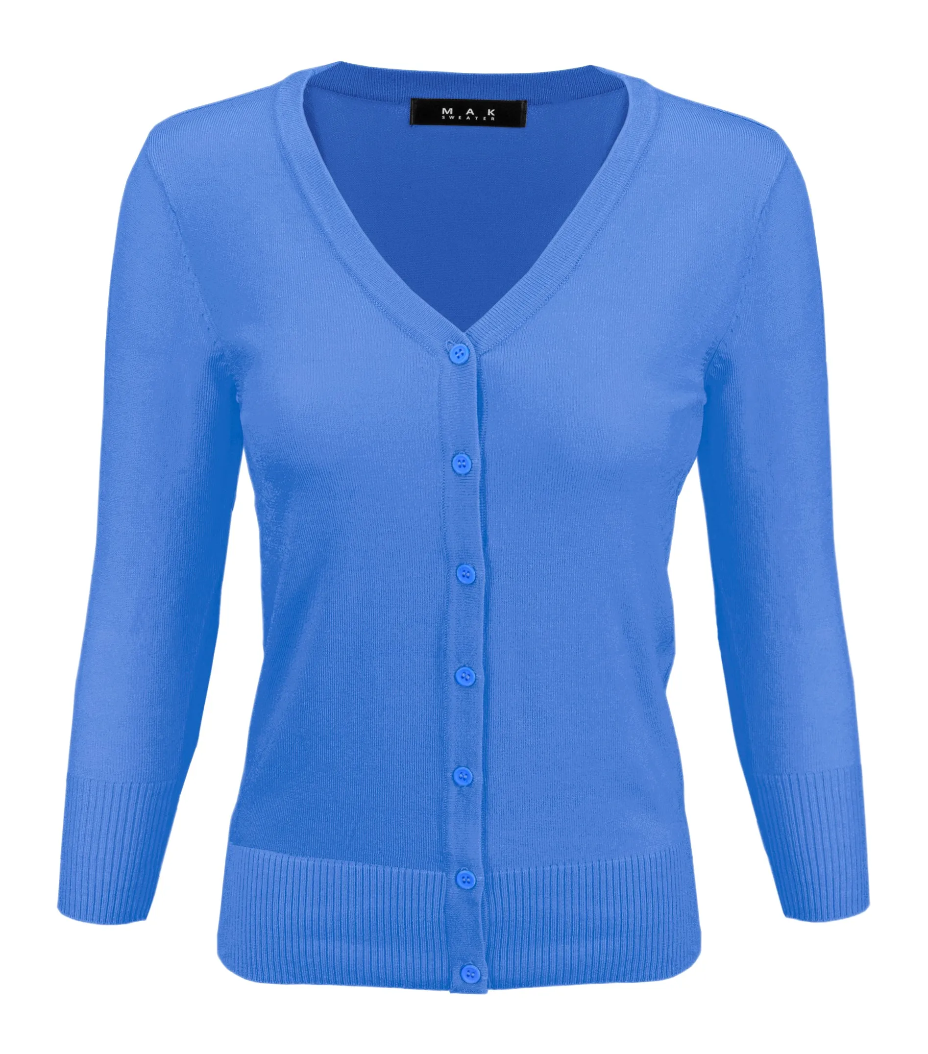 YEMAK Women's 3/4 Sleeve V-Neck Cardigan Sweater CO078PL (1X-3X) PLUS size Option (2 of 2)