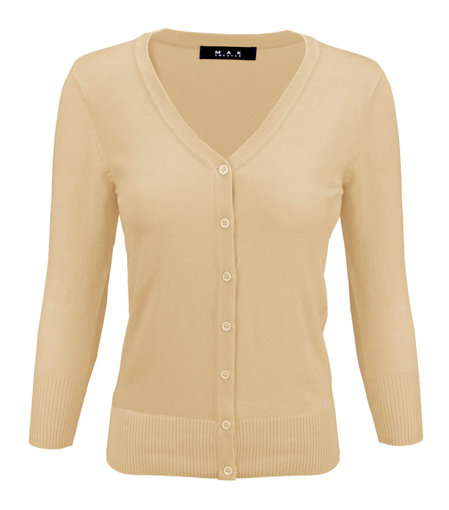 YEMAK Women's 3/4 Sleeve V-Neck Cardigan Sweater CO078PL (1X-3X) PLUS size Option (2 of 2)