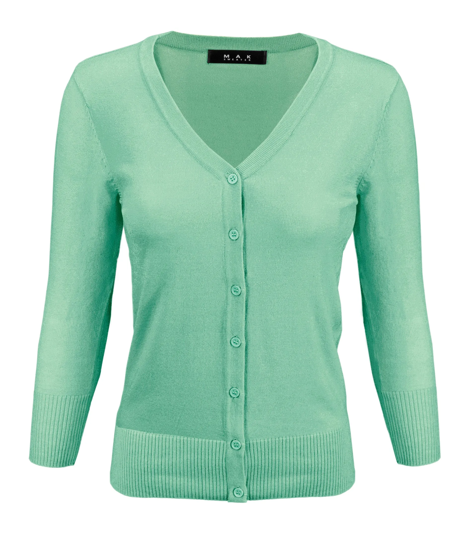 YEMAK Women's 3/4 Sleeve V-Neck Cardigan Sweater CO078PL (1X-3X) PLUS size Option (2 of 2)